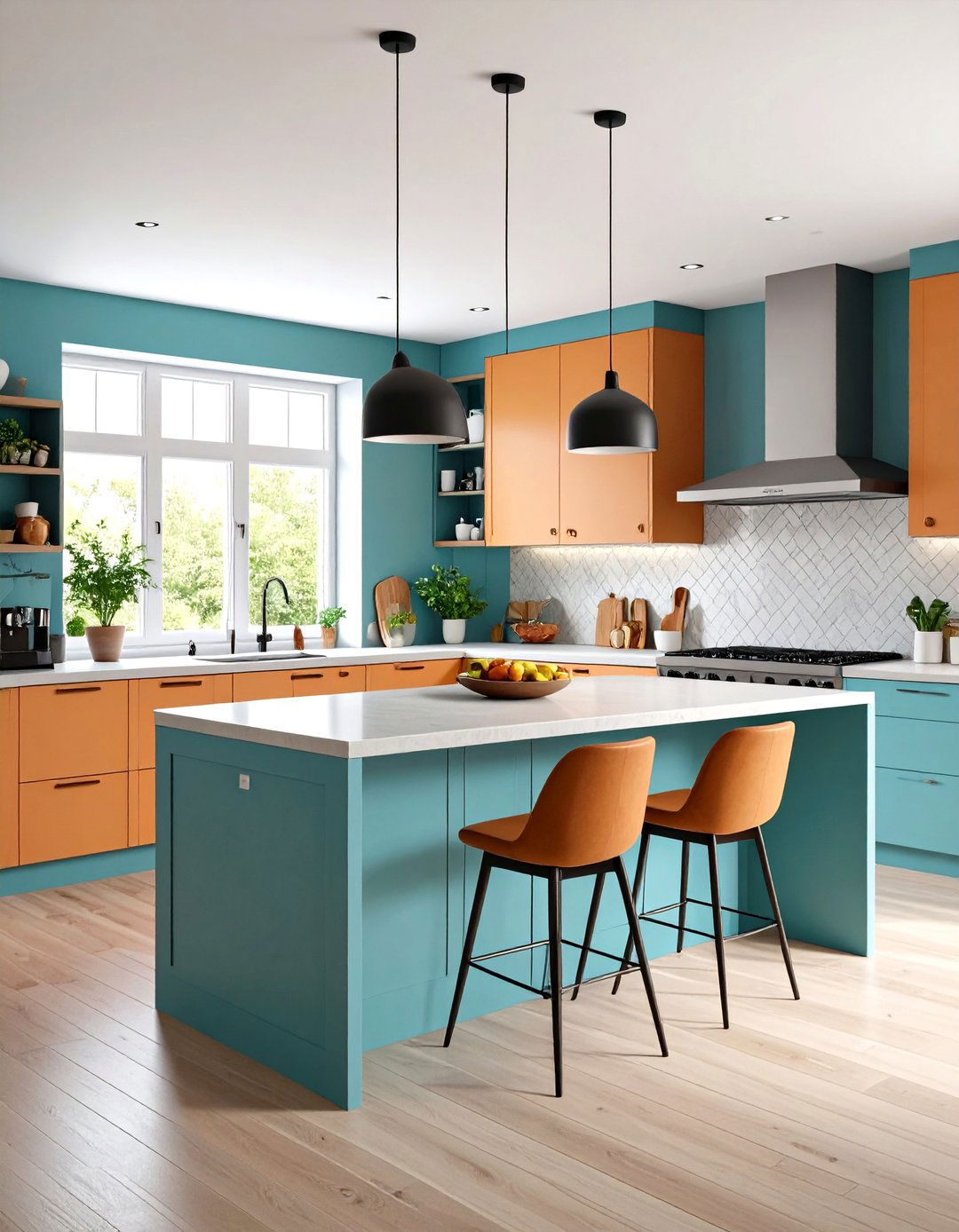 Peninsula with Integrated Dining Table - 30 kitchen peninsula ideas
