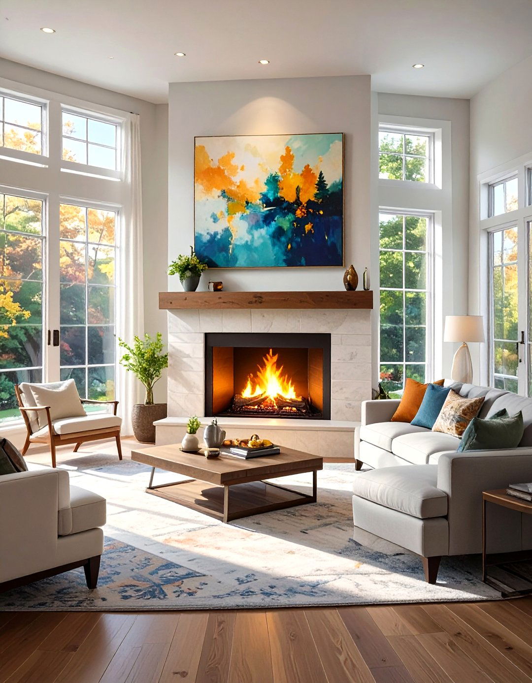 Peninsular Fireplace as a Room Divider - 30 small living room fireplace ideas