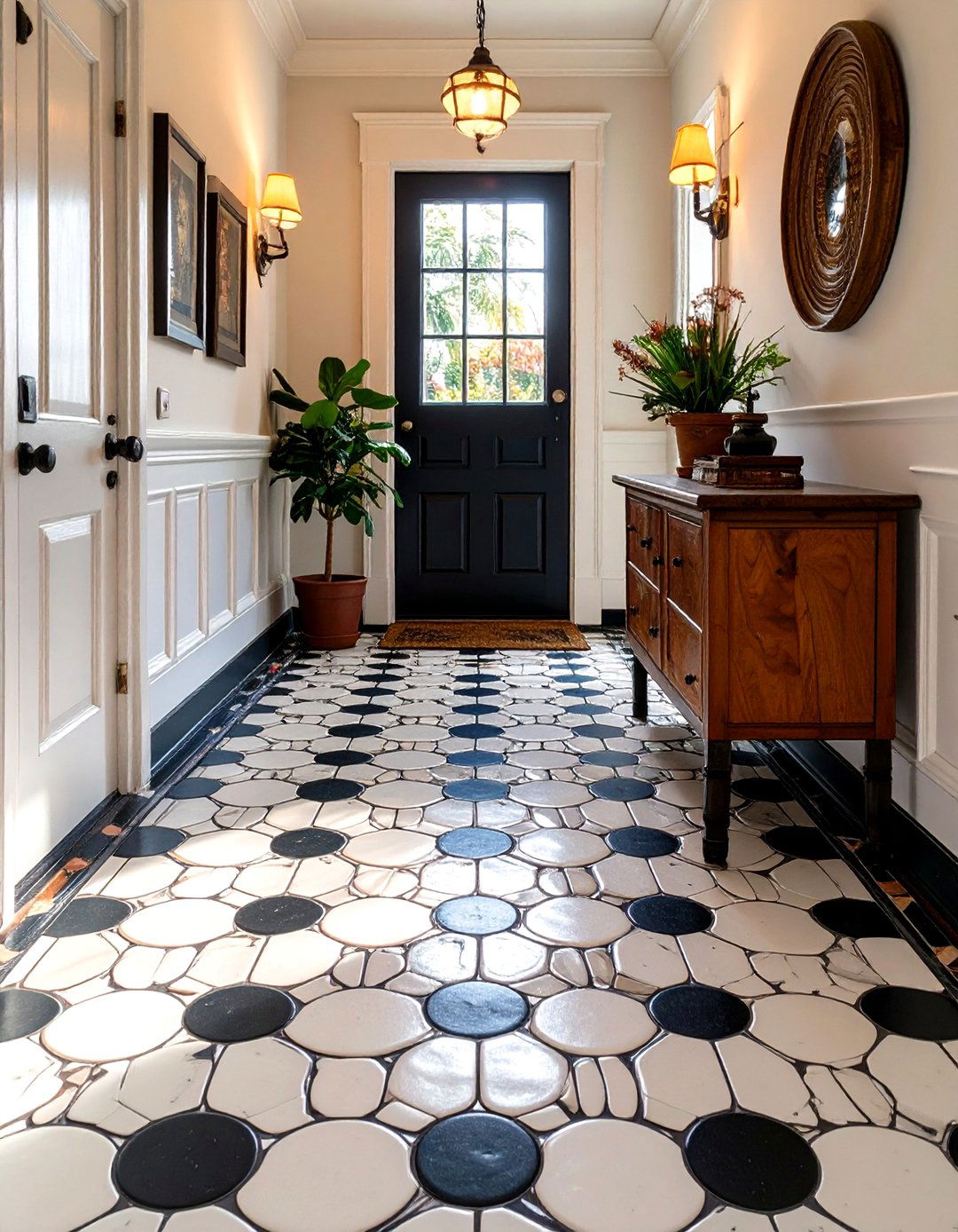 Penny Round Foyer Tile - 30 foyer tile ideas