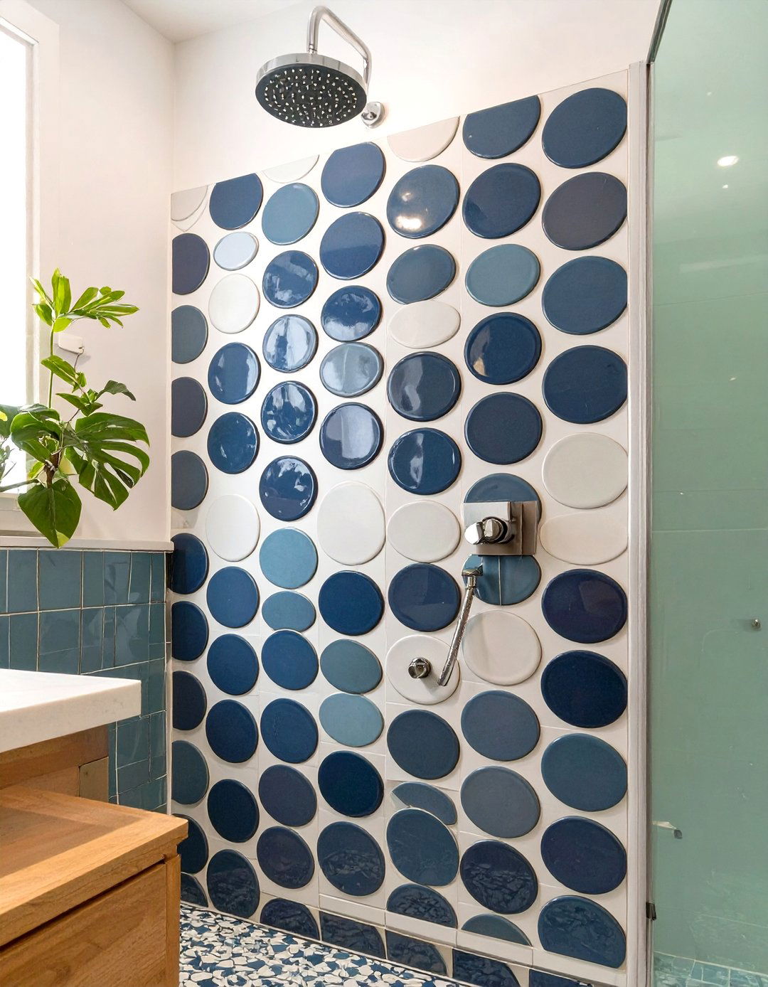 Penny Round Mosaic Shower Wall Tile - 30 shower wall tile ideas