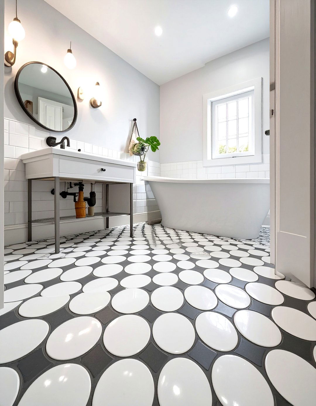Penny Round Mosaic Tiles - 30 washroom and bathroom tiles design ideas