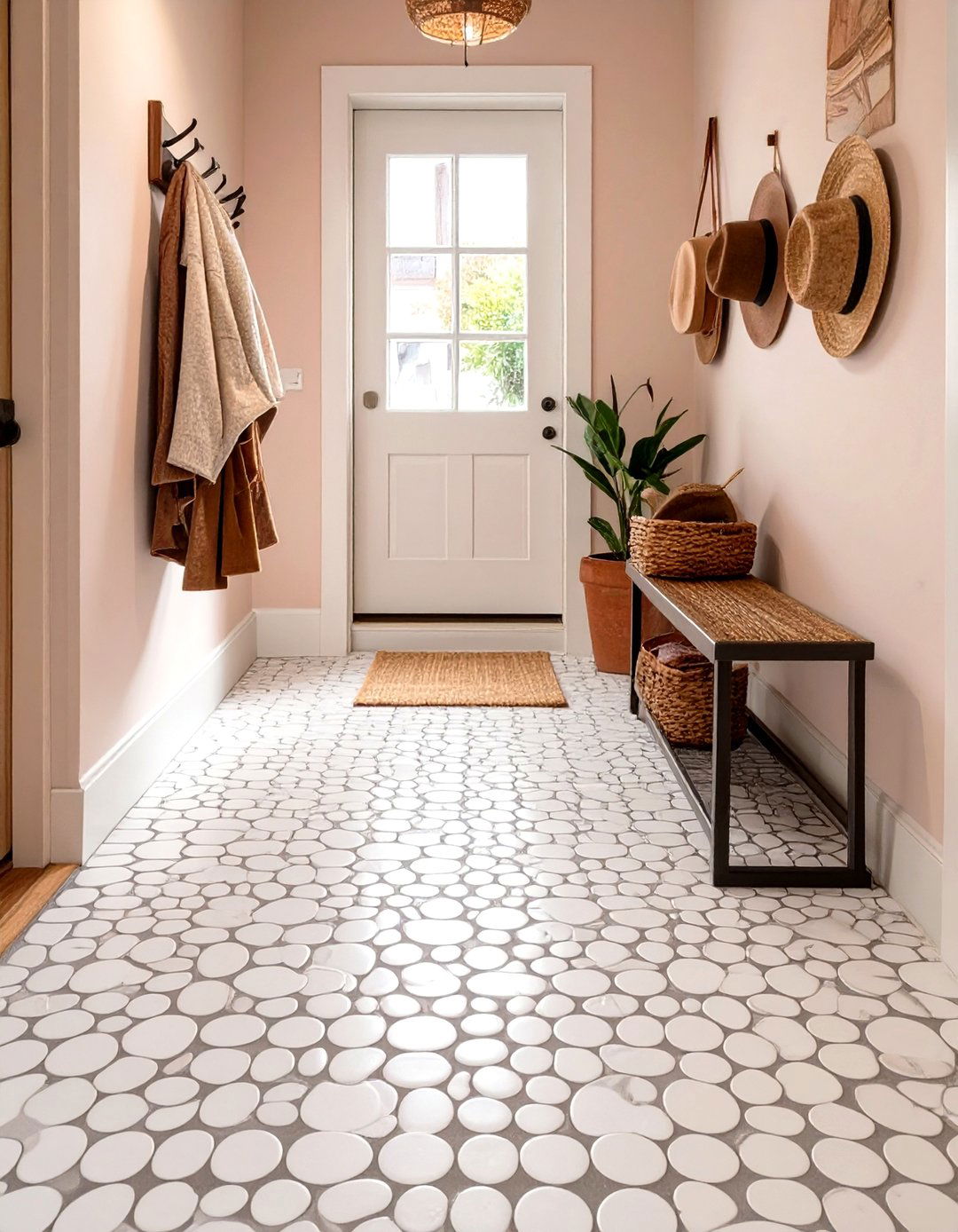 Penny Round Tile Floor - 30 small entryway tile floor ideas
