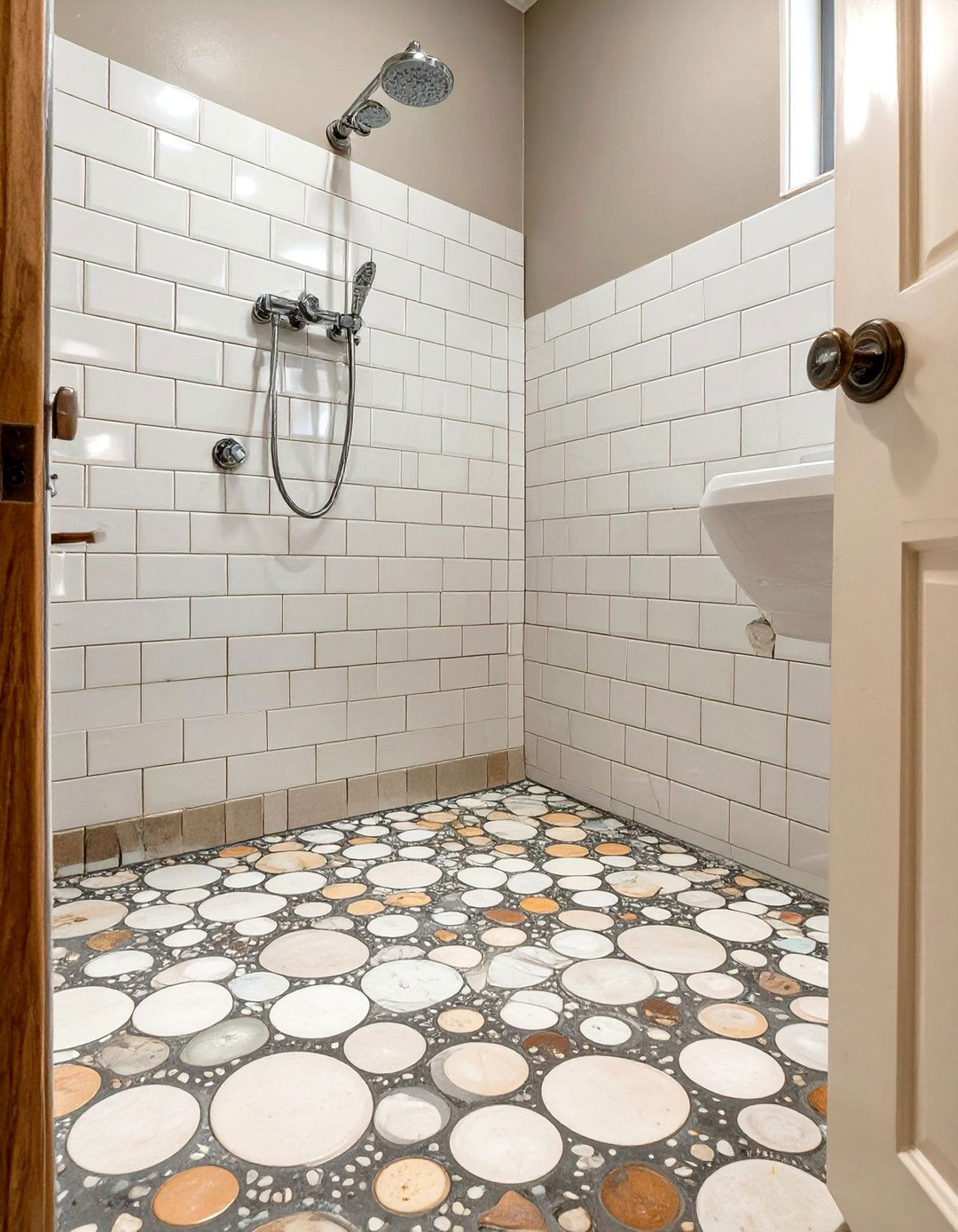 Penny Round Tile Shower Floor - 30 shower floor ideas