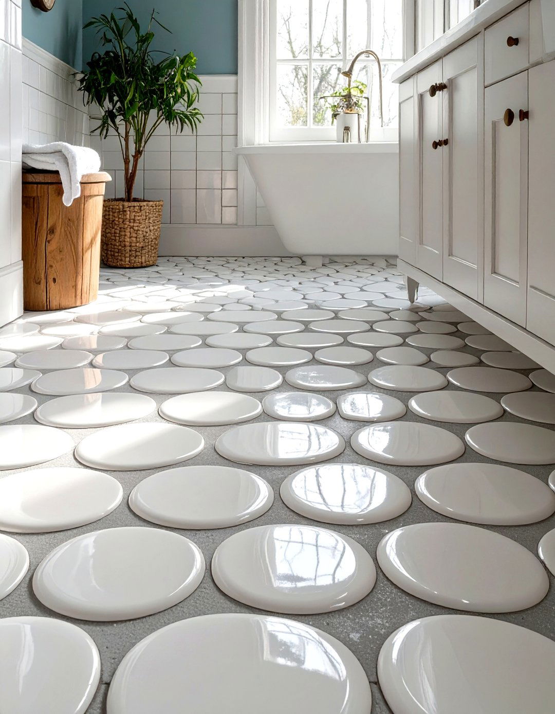 Penny Round Tiles - 30 timeless bathroom design ideas