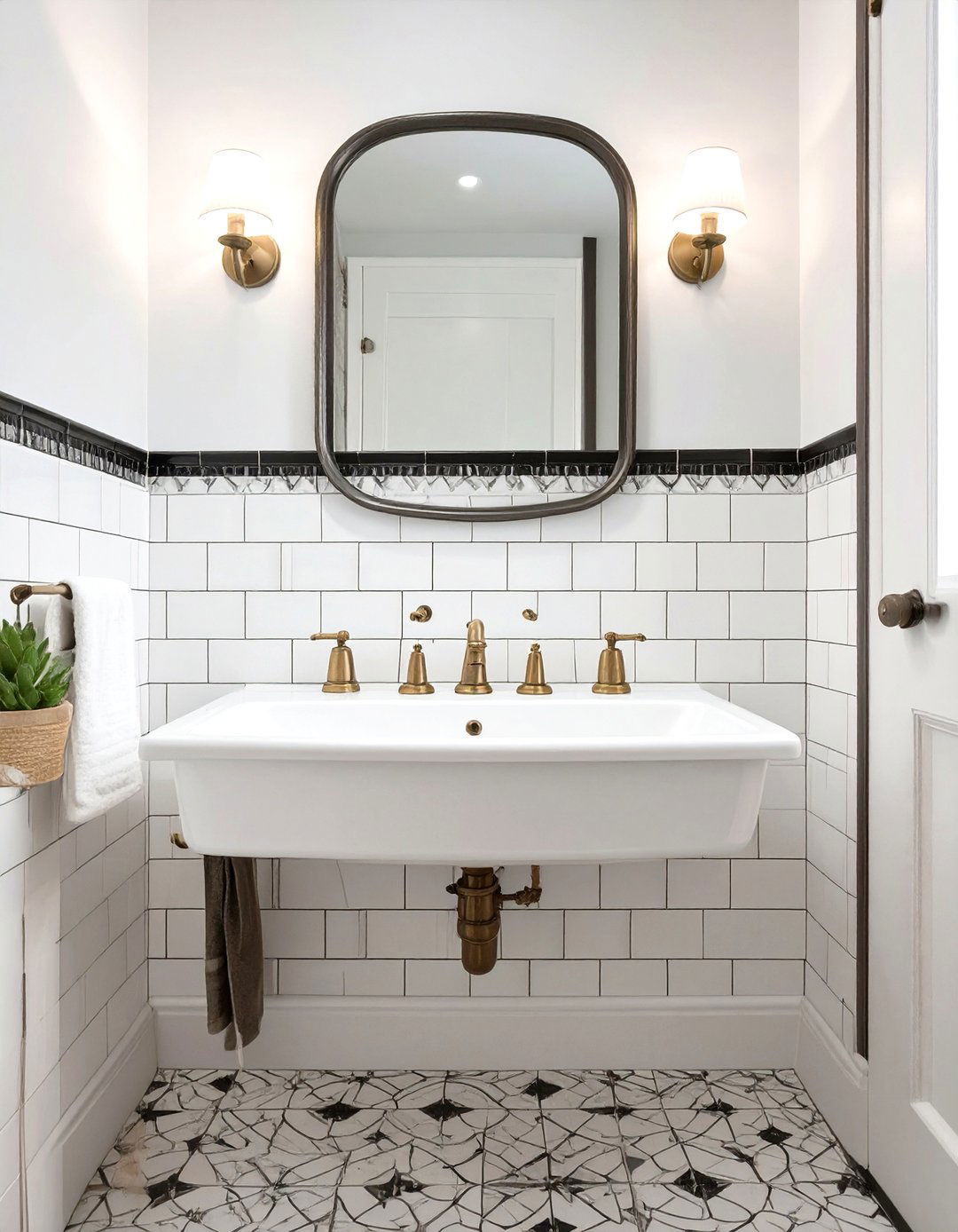 Penny Tile Accent Wall - 30 small bathroom accent wall ideas