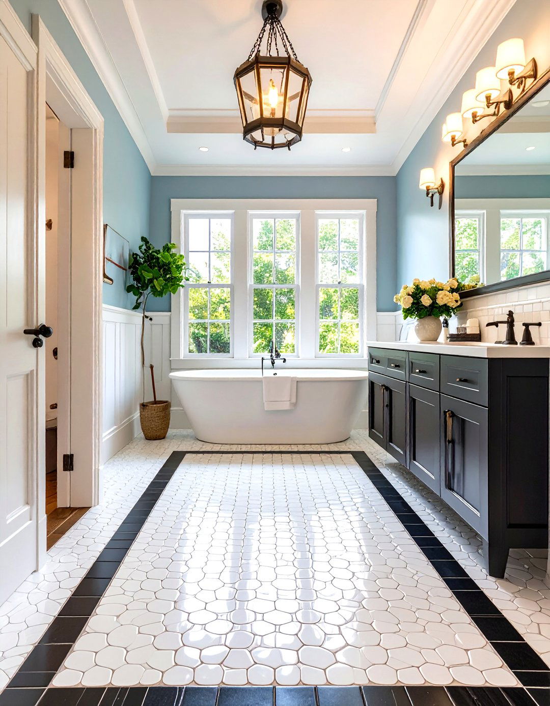 Penny Tile Floor Border - 30 penny tile bathroom floor ideas