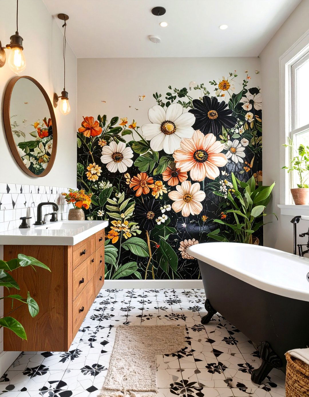 Penny Tile Mural Bathroom Walls - 30 bathroom wall ideas
