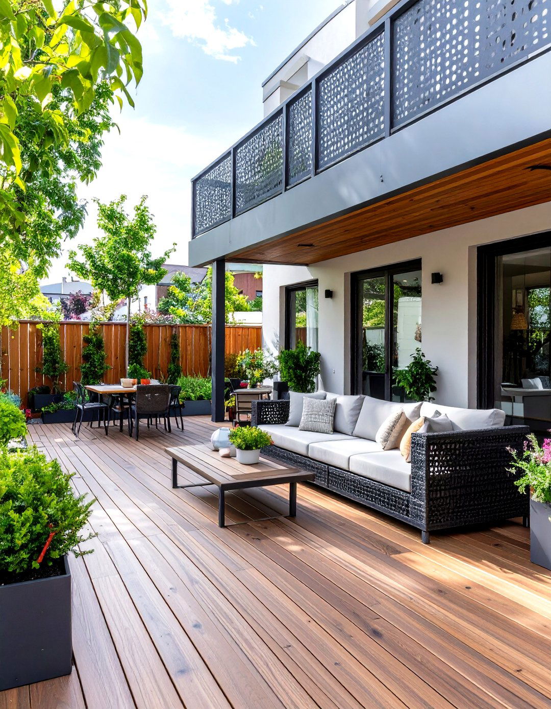 Perforated Metal Panel Deck Railing - 30 deck railing designs