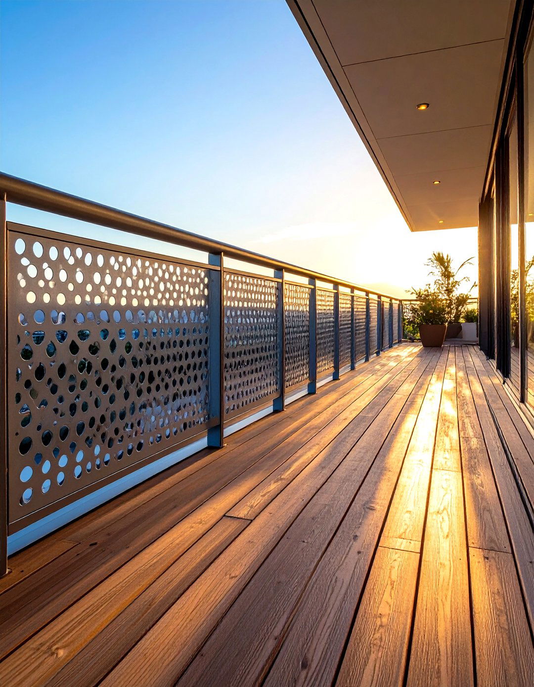 Perforated Metal Panel Deck Rails - 30 deck rails ideas