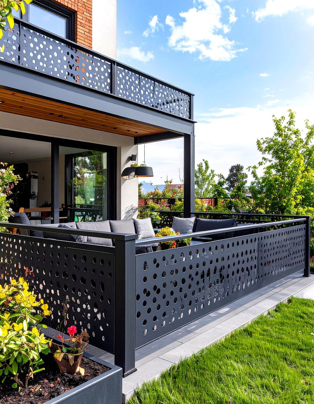 Perforated Metal Panel Patio Railing - 30 patio railing ideas