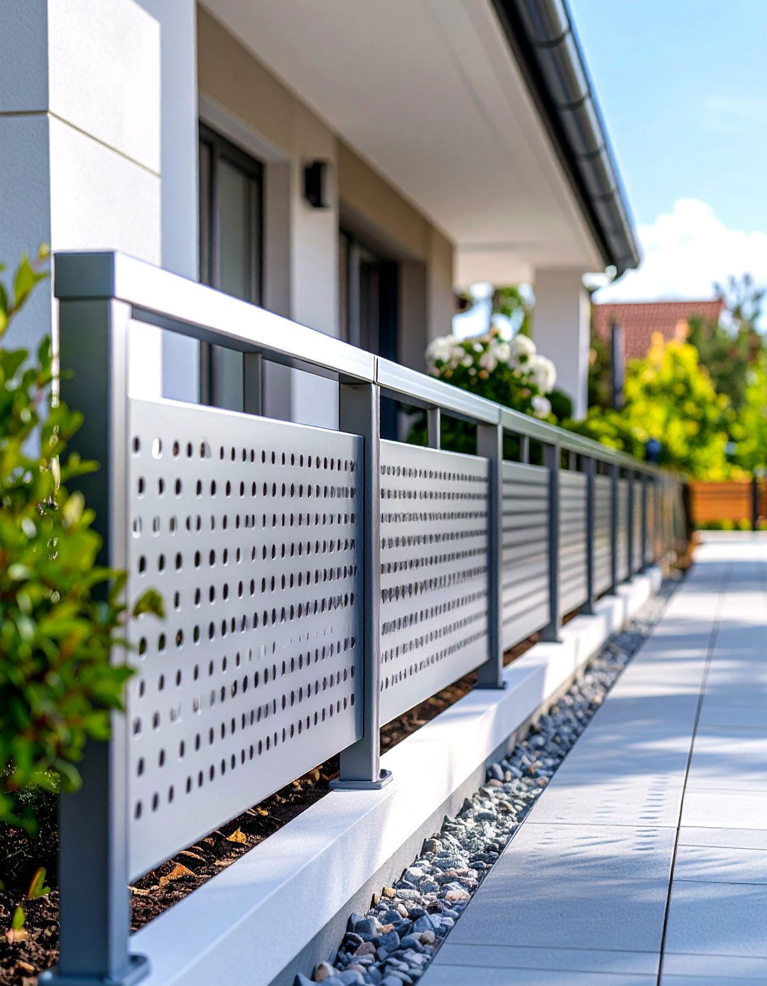 Perforated Metal Panel Porch Railing - 30 porch railing designs