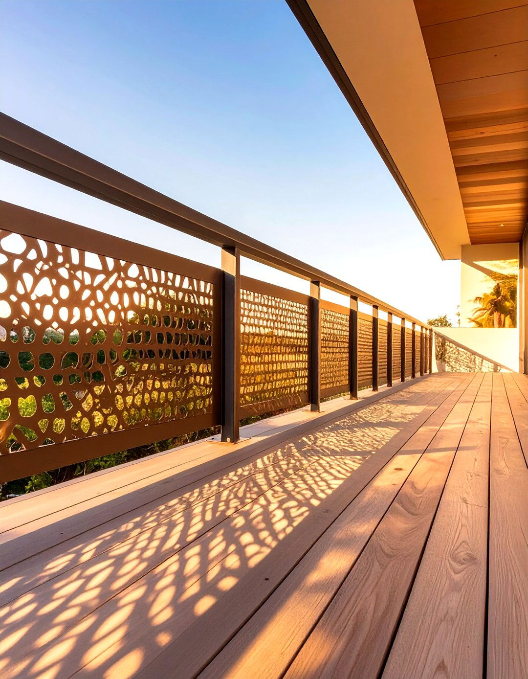Perforated Metal Panel Railing - 30 horizontal deck railing ideas