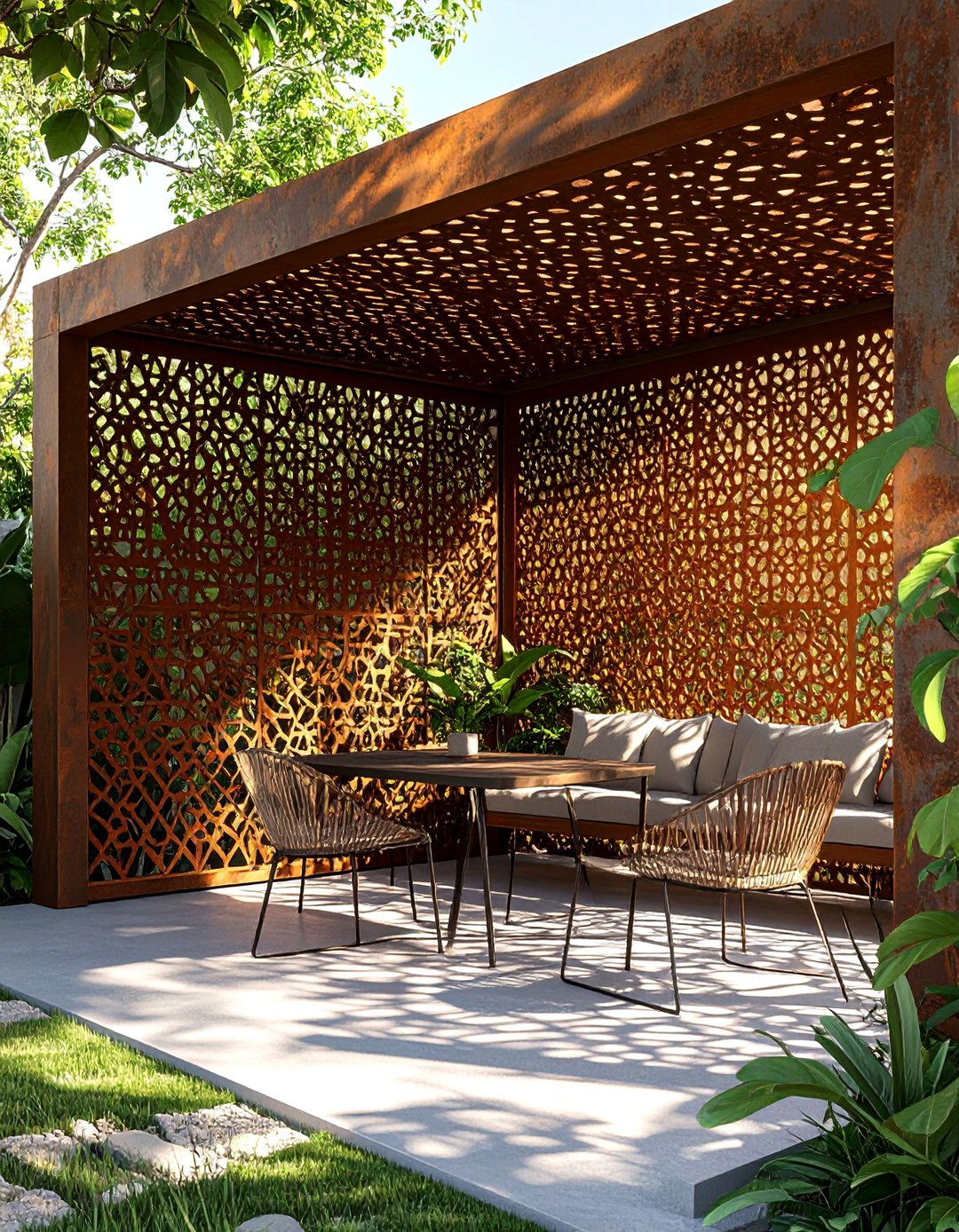 Perforated Metal Screen Porch - 30 31 modern front porch ideas