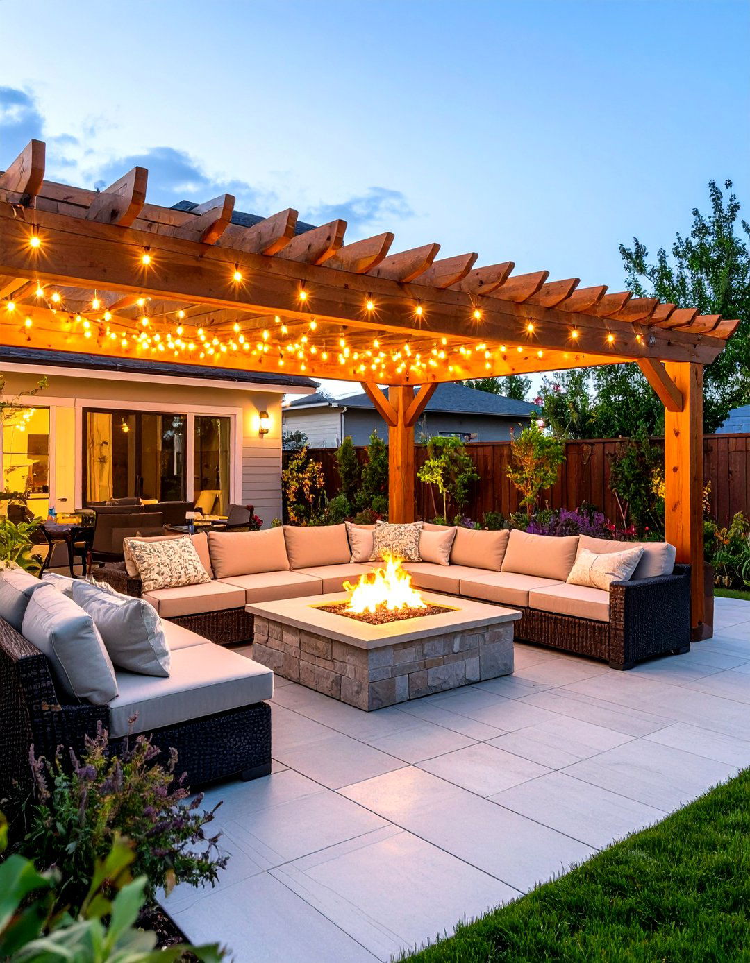 Pergola Covered Firepit Patio - 30 firepit patio ideas
