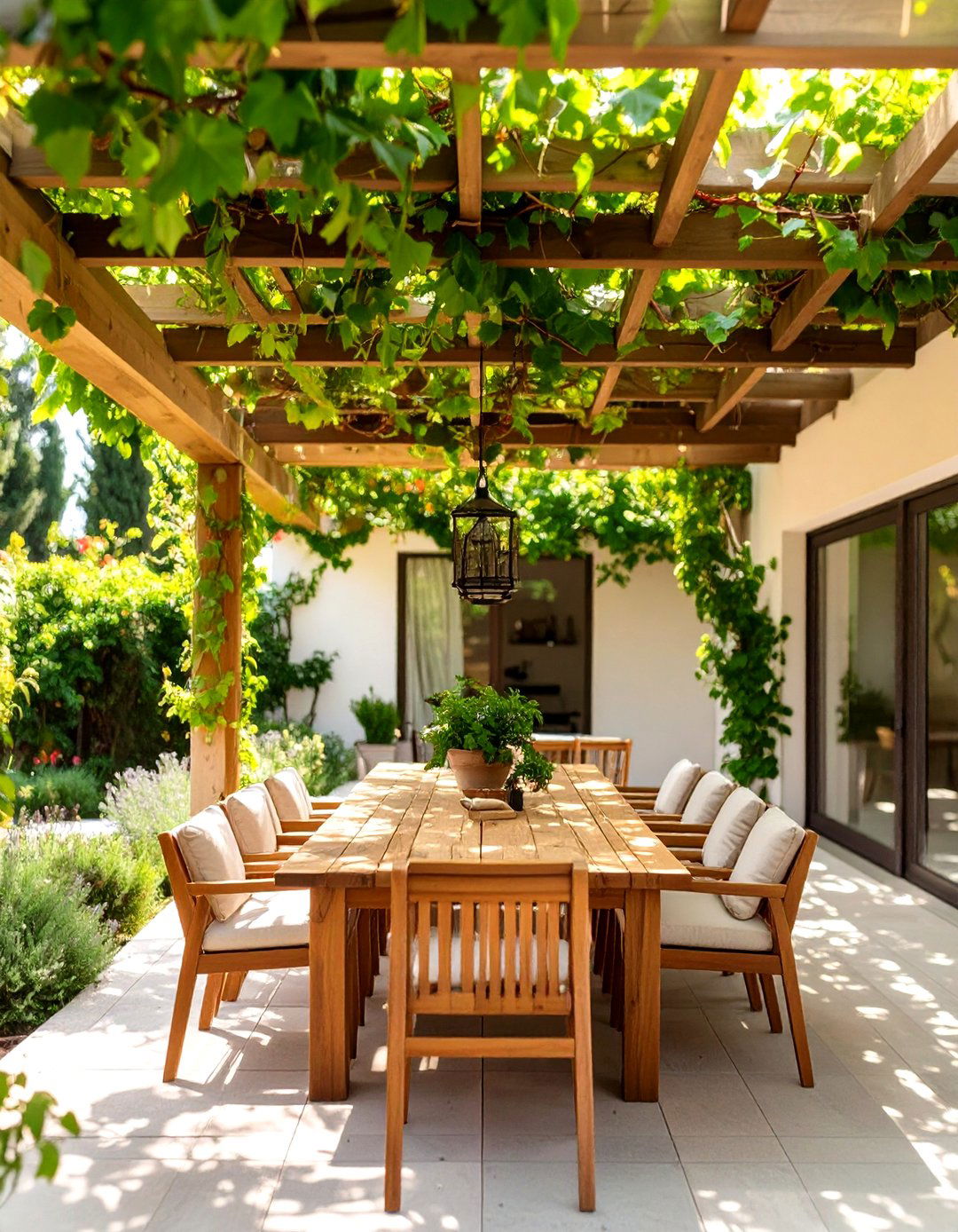 Pergola Covered Outdoor Dining Room - 30 outdoor living space ideas