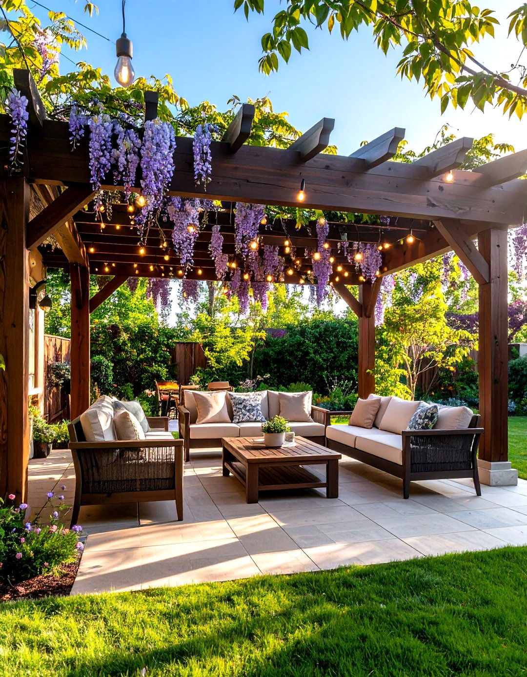 Pergola Covered Patio for Shade - 30 patio landscape ideas