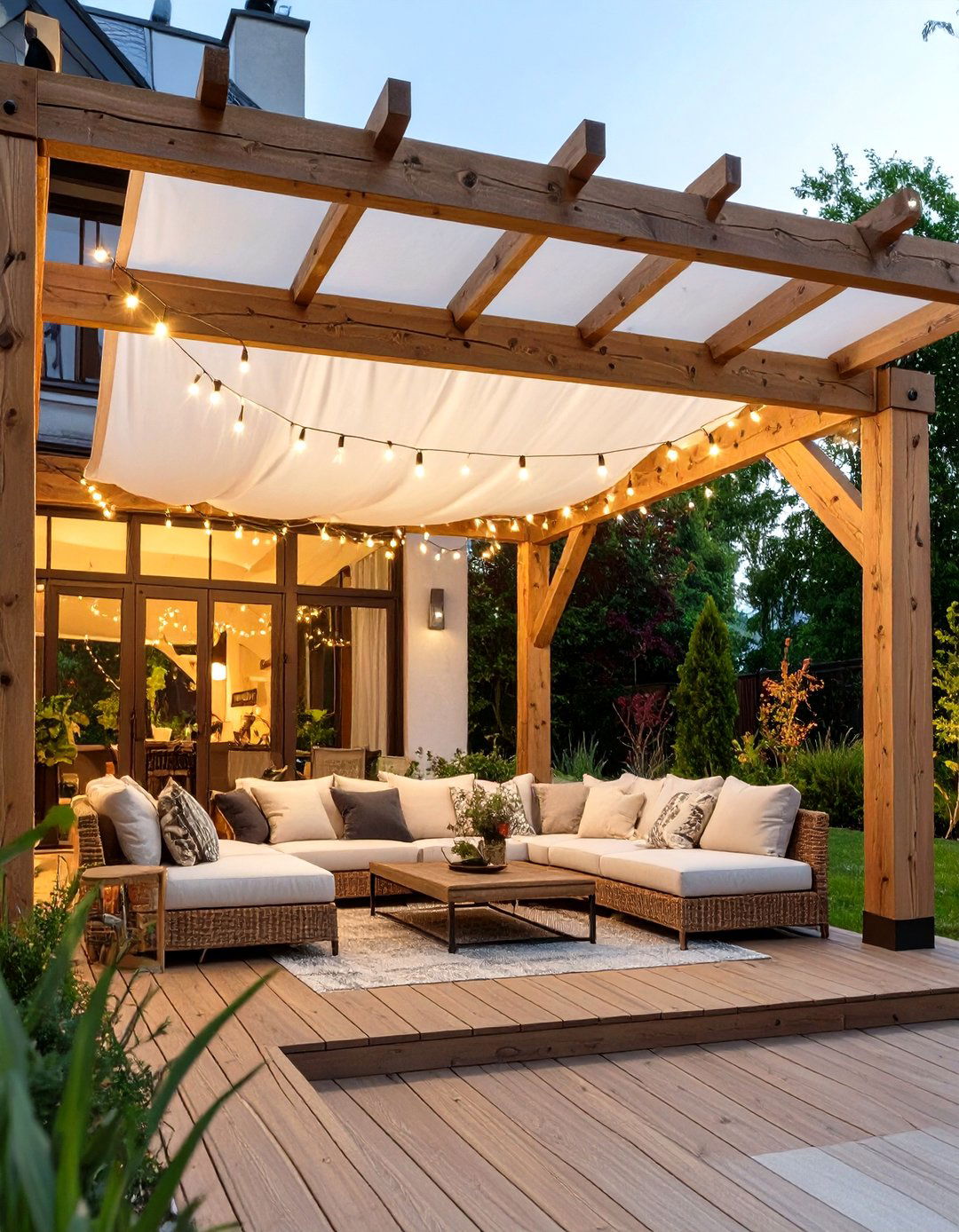 Pergola Covered Patio with Retractable Canopy - 30 covered patio ideas attached to house