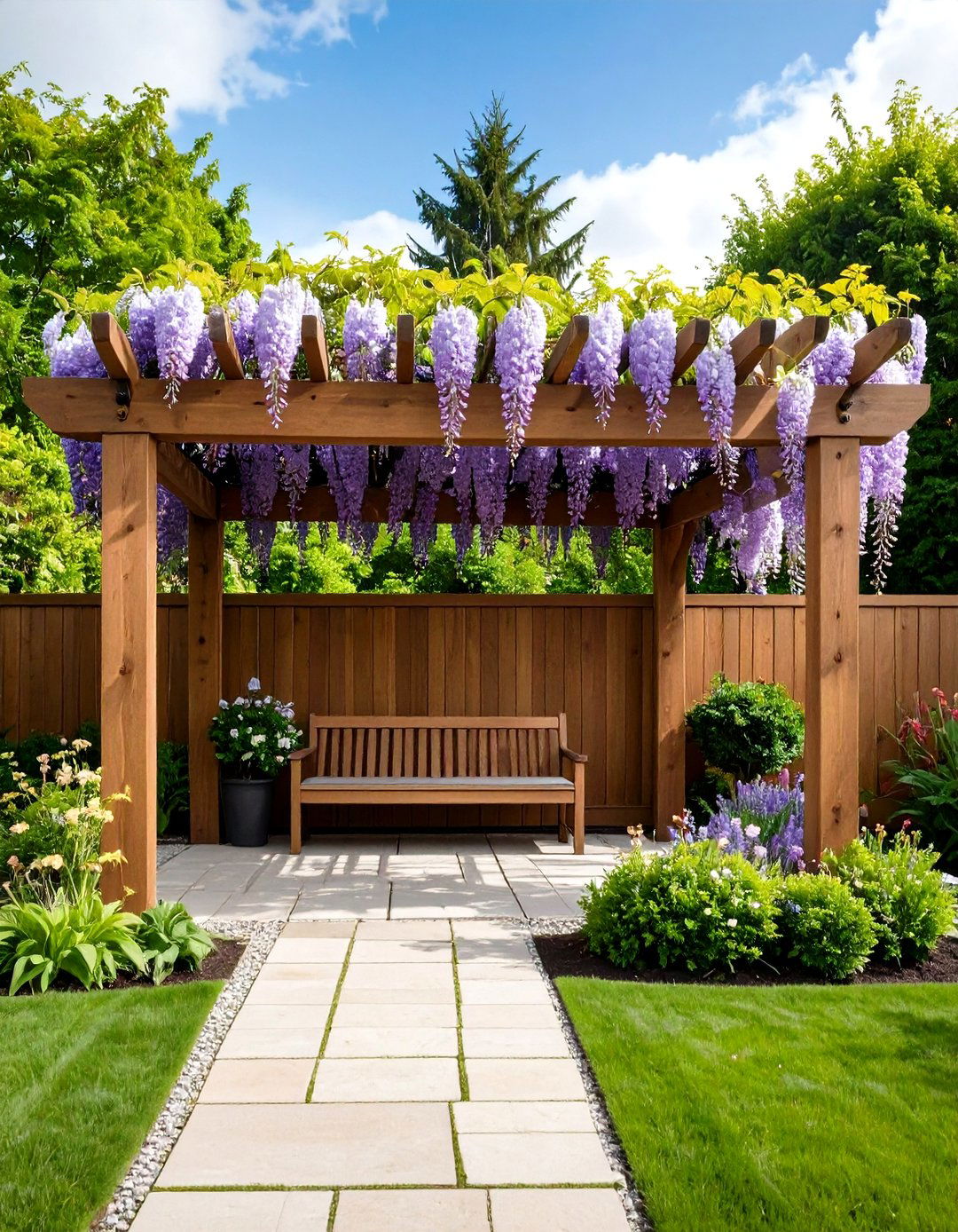 Pergola Integrated Garden Fencing - 30 garden fencing ideas