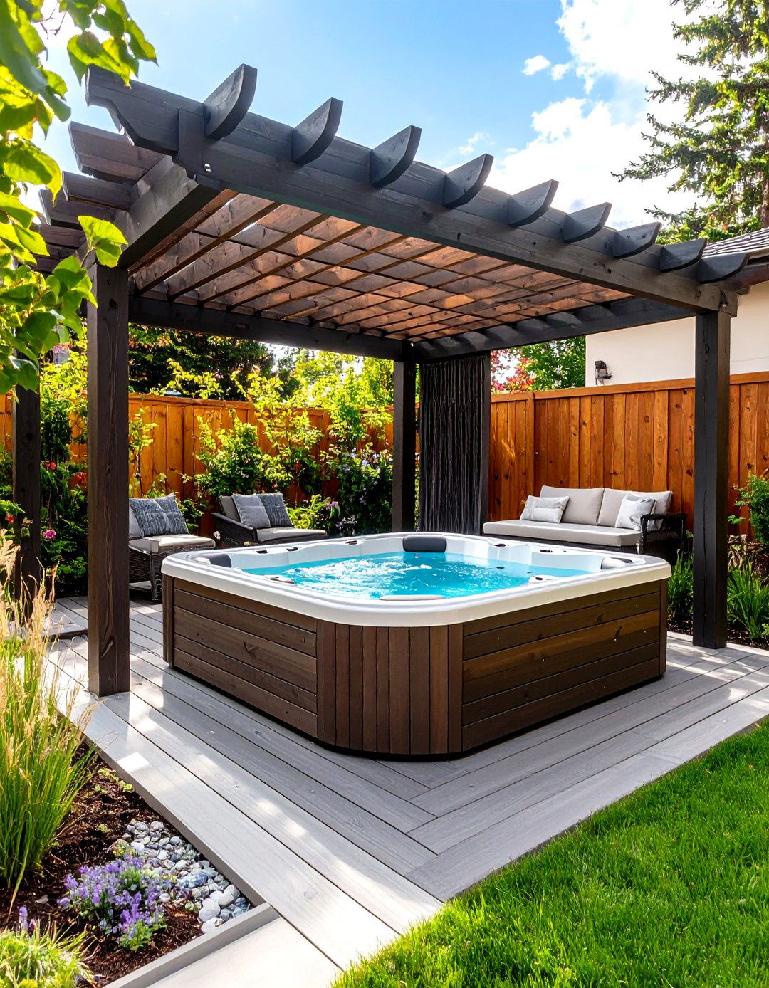 Pergola Over a Hot Tub - 30 pergola backyard patio ideas