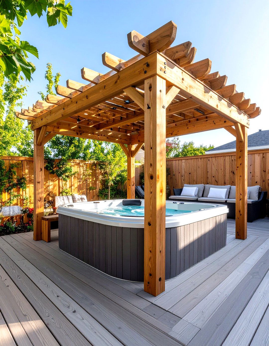Pergola Over a Hot Tub - 30 outdoor pergola ideas