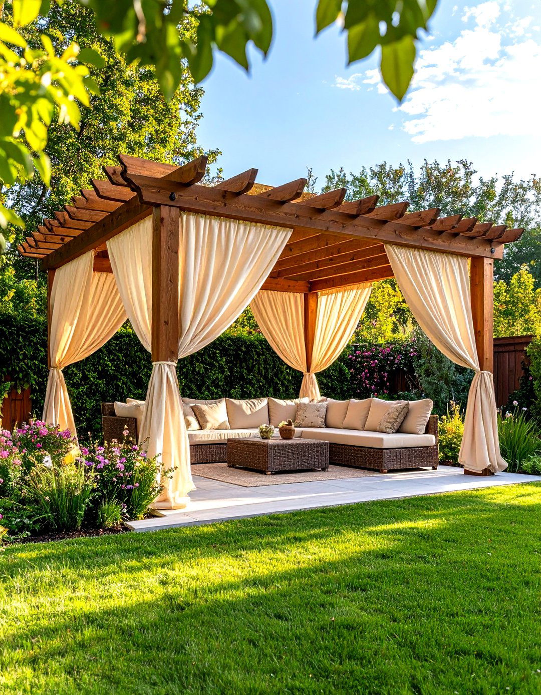 Pergola Patio Curtains on All Four Sides - 30 patio curtain ideas