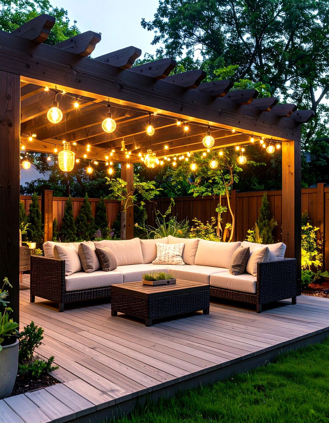 Pergola Wrapped Globe Lights - 30 patio lights ideas
