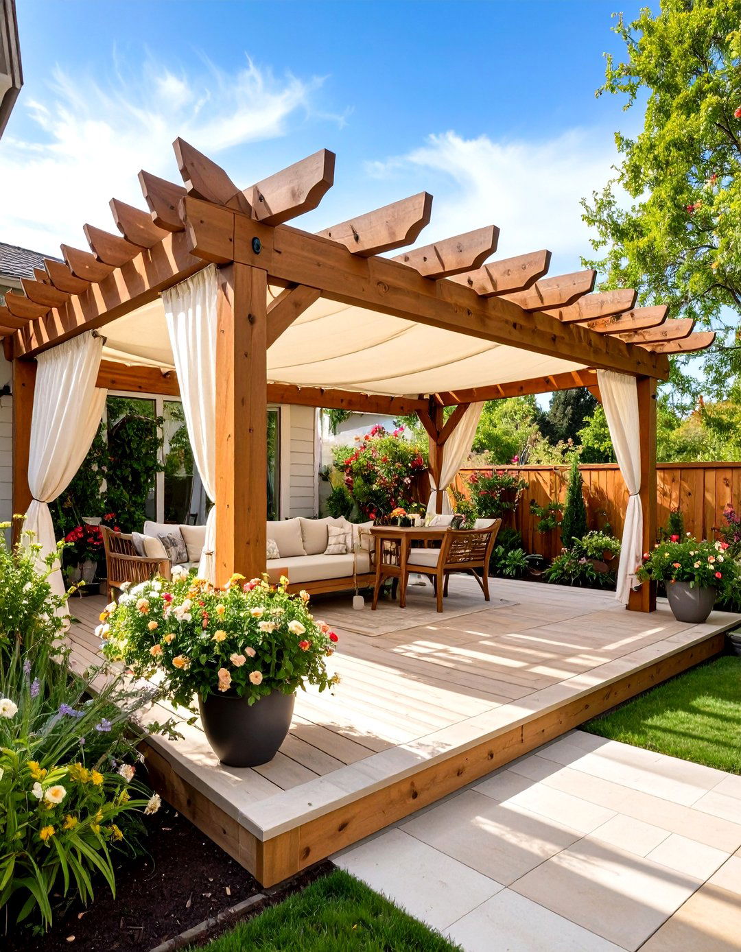 Pergola with Added Side Panels - 30 porch privacy ideas