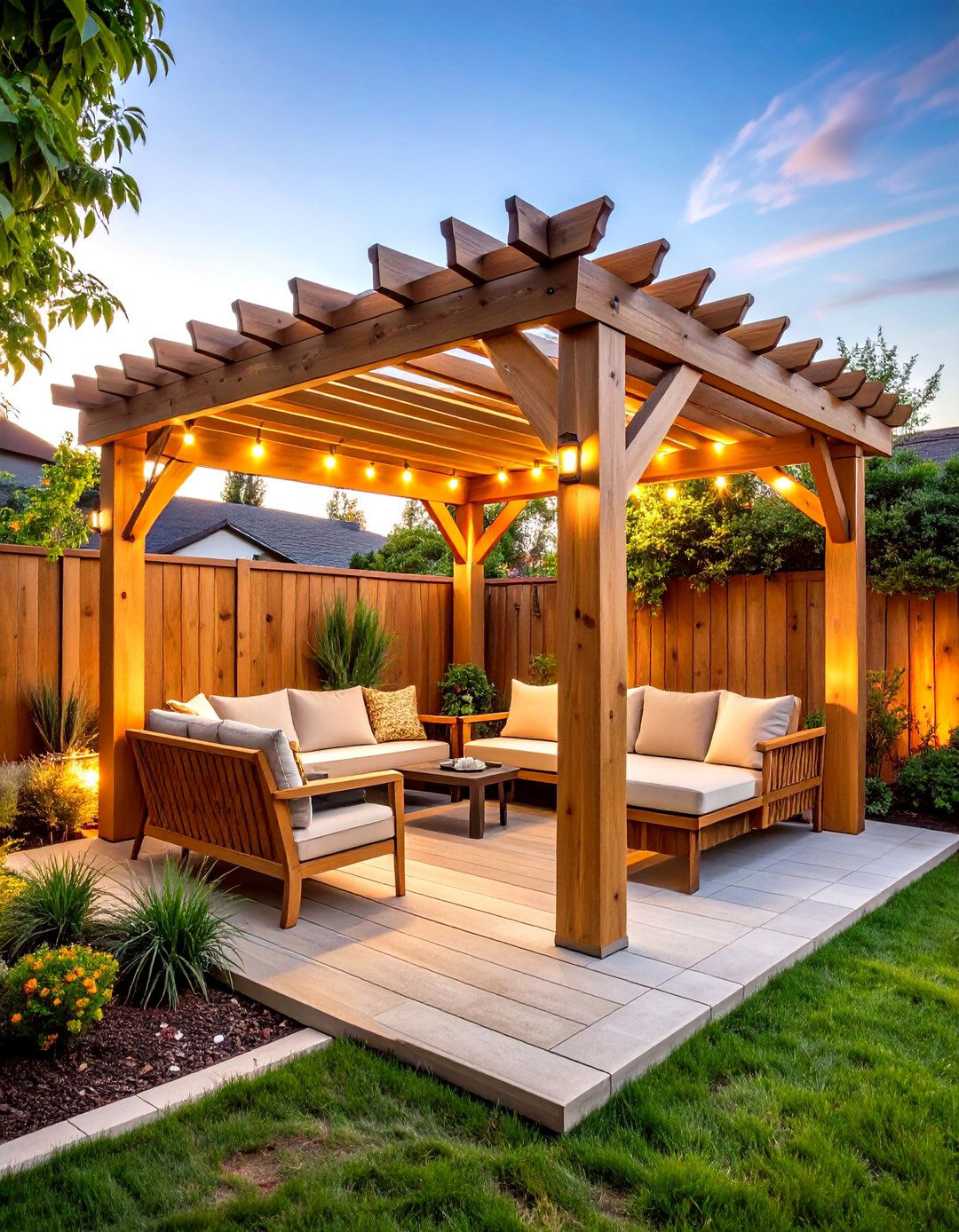 Pergola with Built In Bench Seating - 30 outdoor pergola ideas