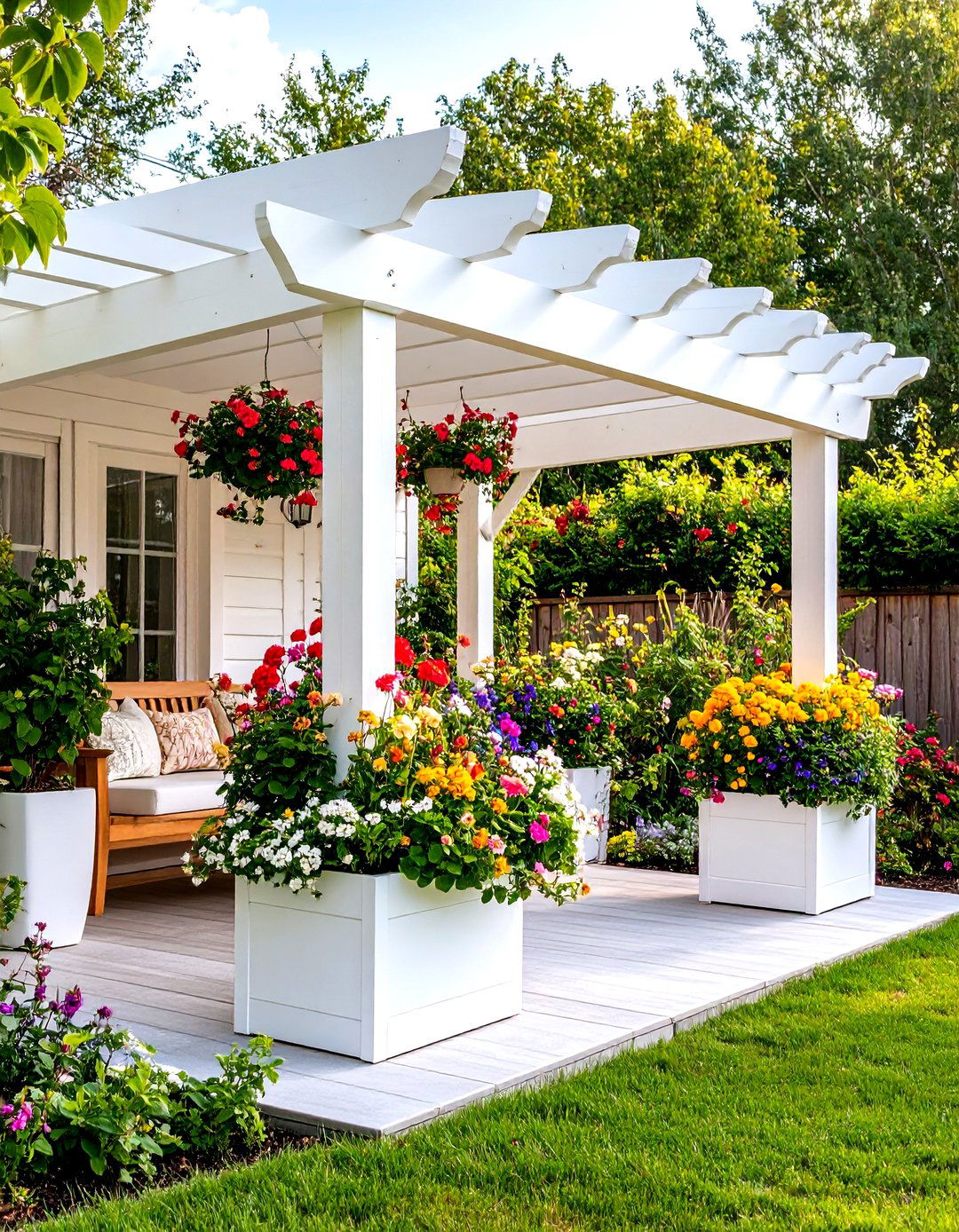 Pergola with Built In Planters - 30 outdoor pergola ideas