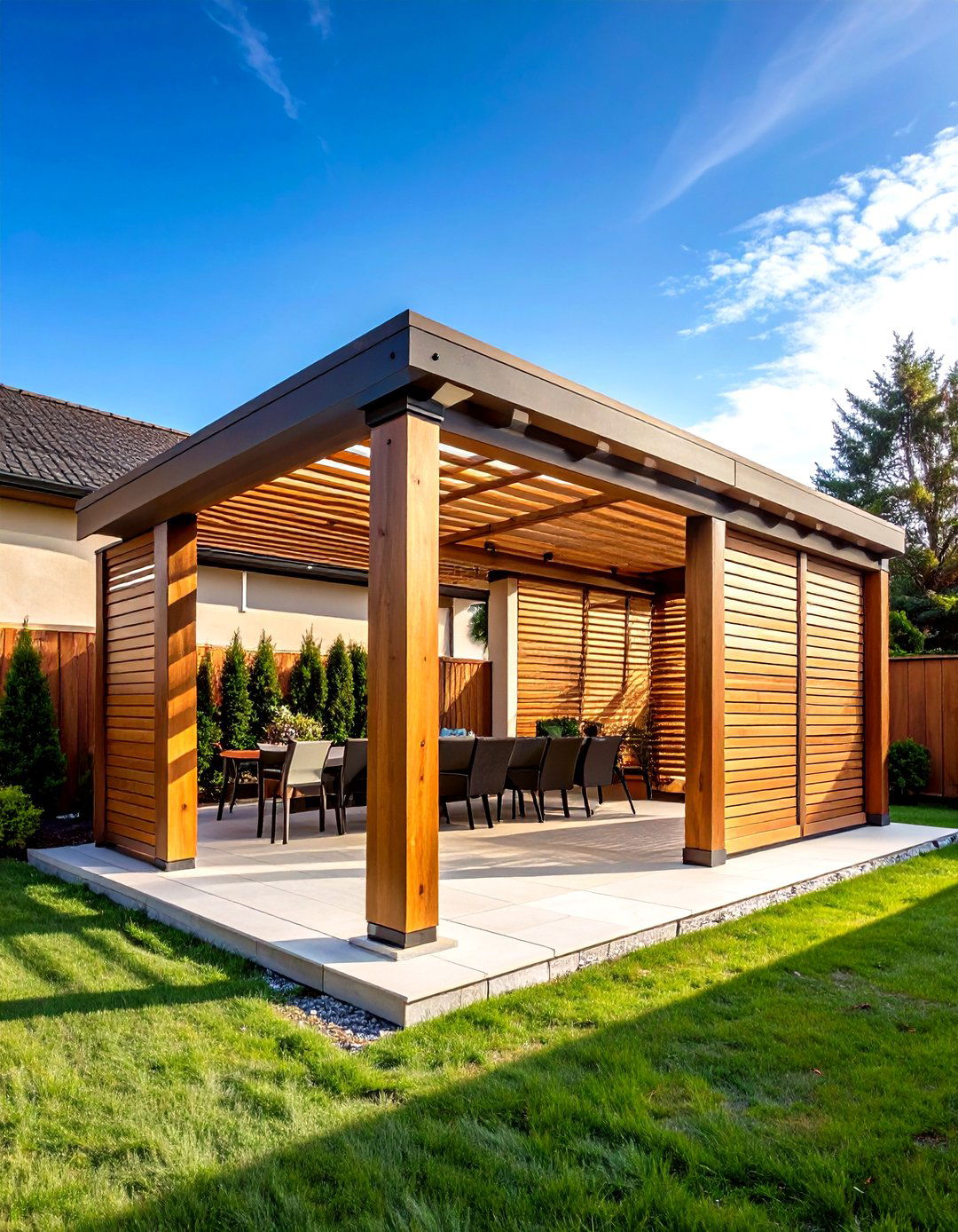 Pergola with Integrated Privacy Screens - 30 outdoor pergola ideas