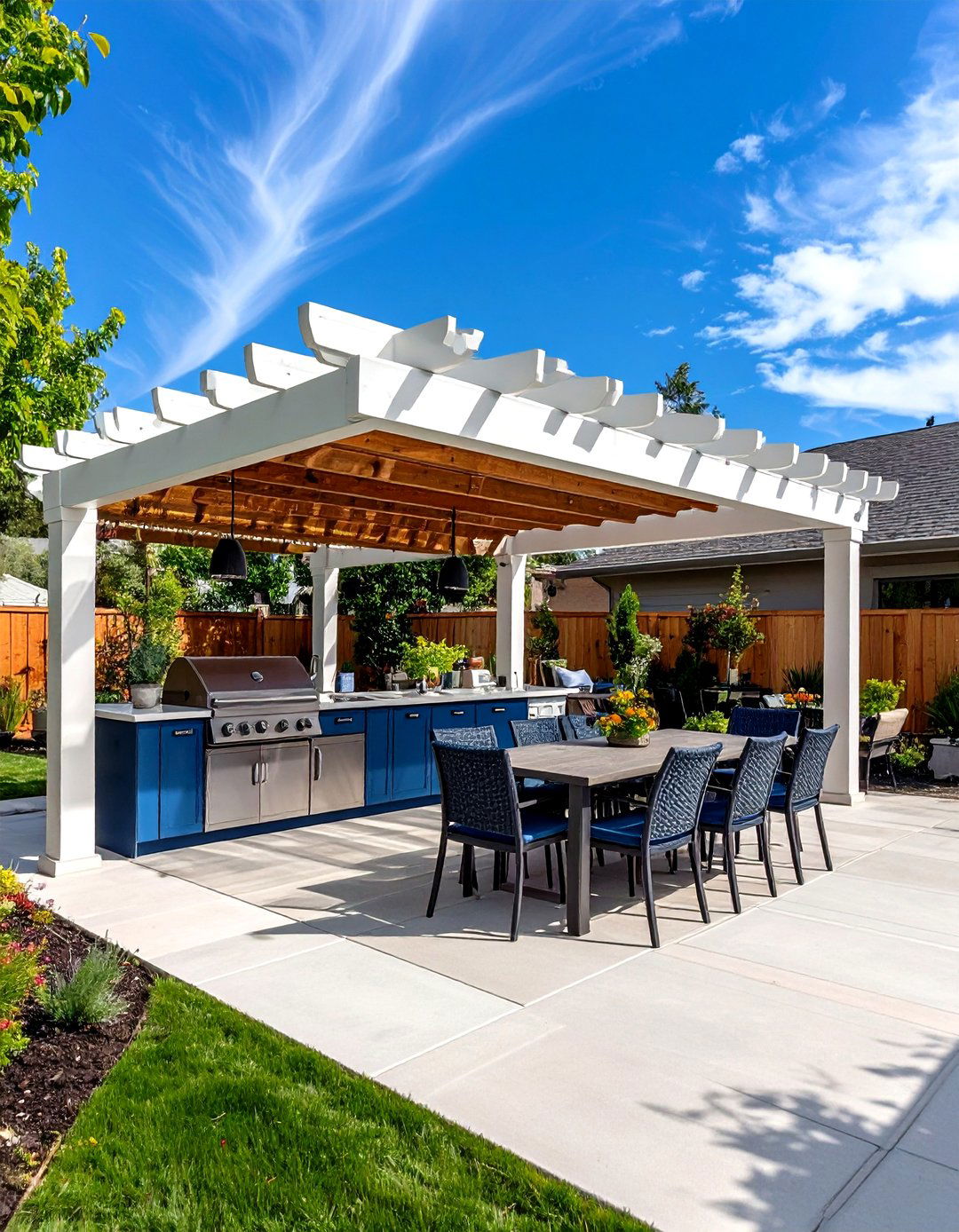 Pergola with Outdoor Kitchen - 30 pergola backyard patio ideas
