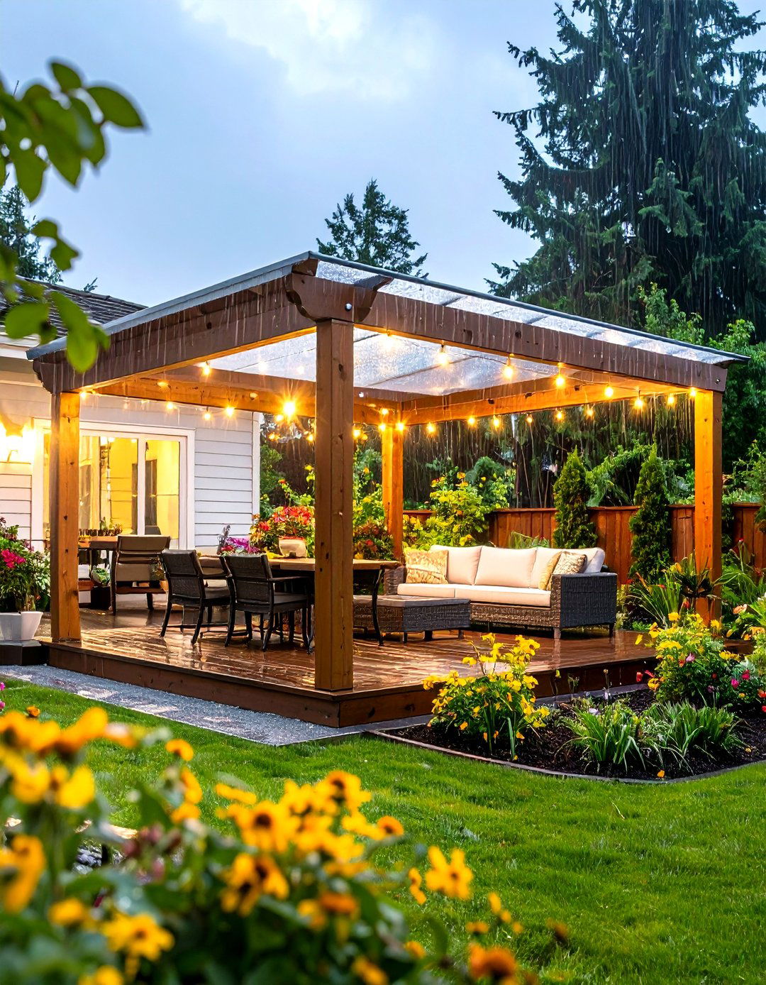 Pergola with Polycarbonate Roof Panels - 30 pergola backyard patio ideas
