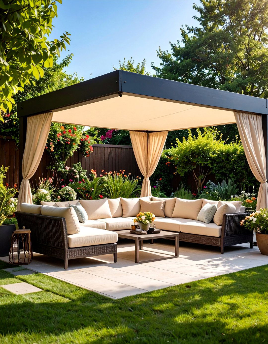 Pergola with Retractable Canopy - 30 pergola backyard patio ideas
