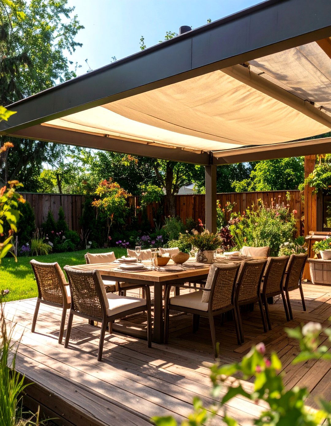 Pergola with Retractable Canopy - 30 covered patio designs