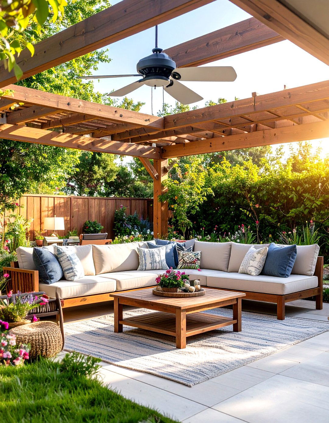 Pergola with a Ceiling Fan - 30 pergola backyard patio ideas