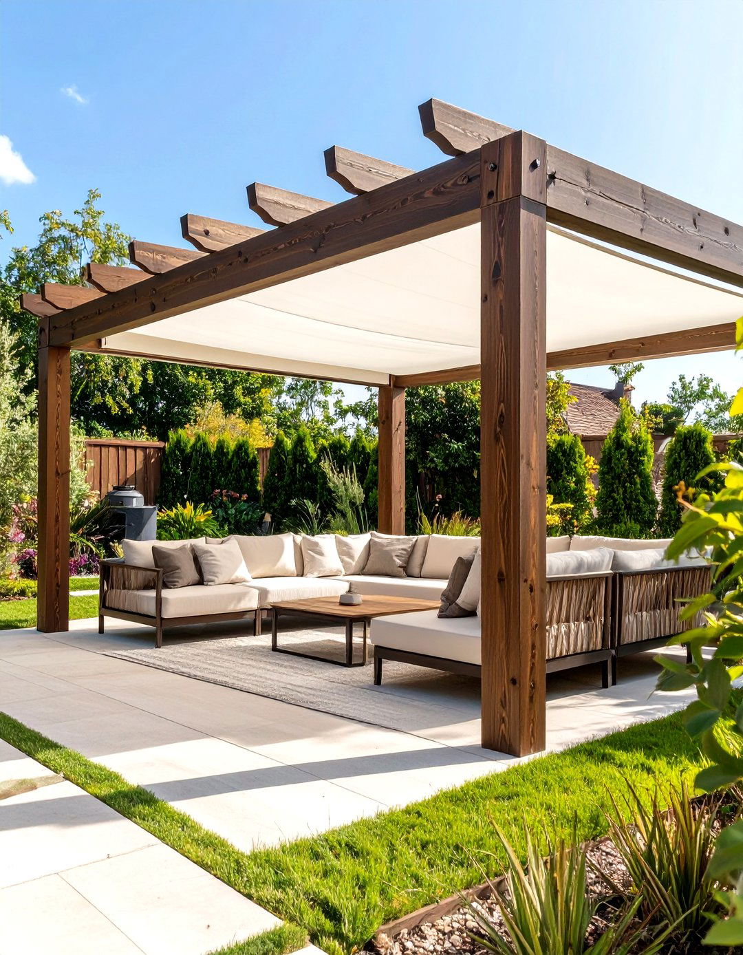Pergola with a Retractable Canopy - 30 outdoor living ideas