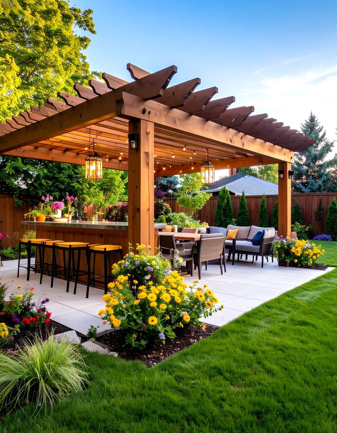 Pergola with a Swing Bed - 30 patio pergola ideas