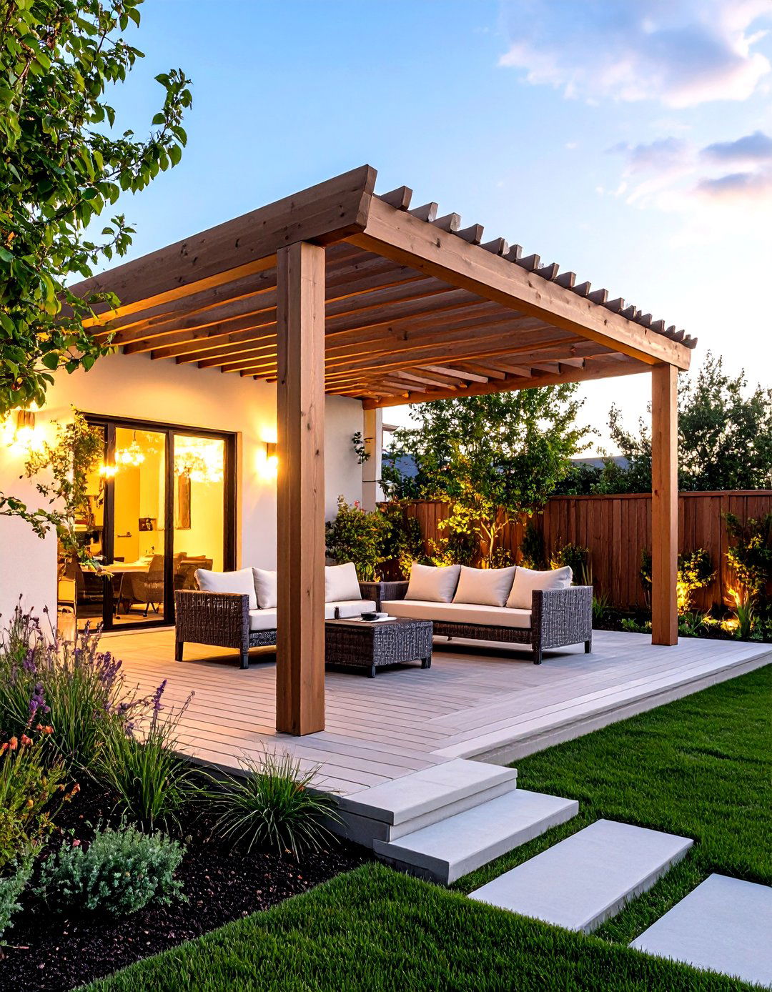 Pergola with a Swing Bed - 30 patio pergola ideas
