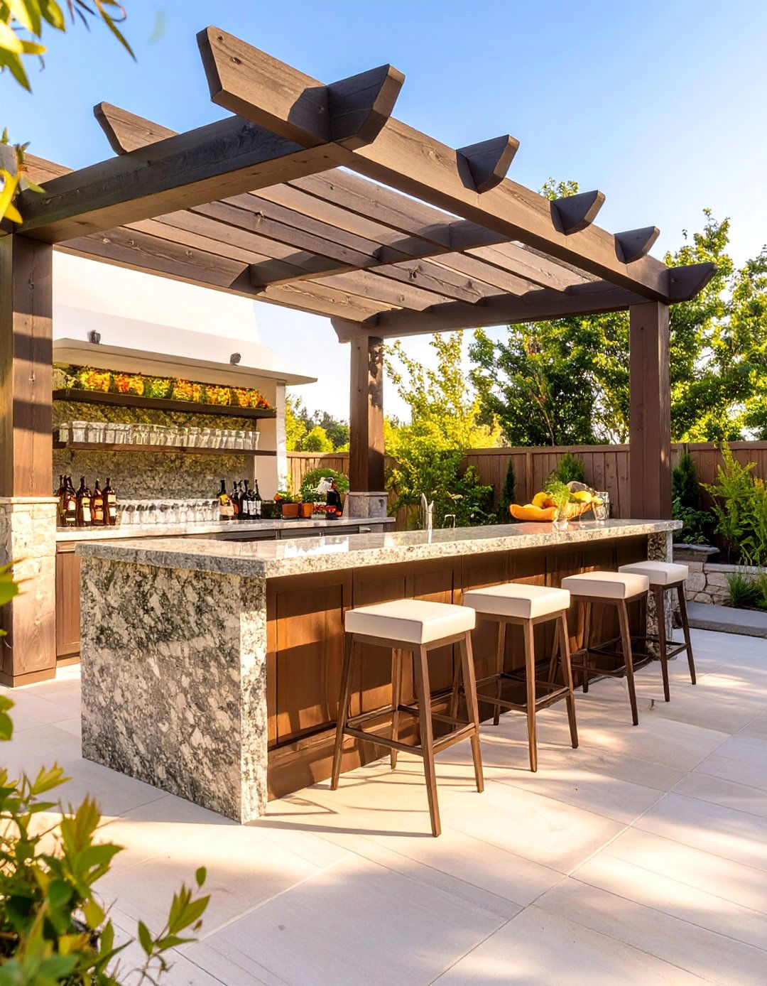 Pergola with an Outdoor Bar - 30 deck pergola ideas