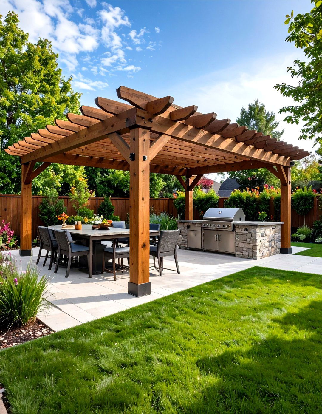 Pergola with an Outdoor Kitchen - 30 outdoor pergola ideas