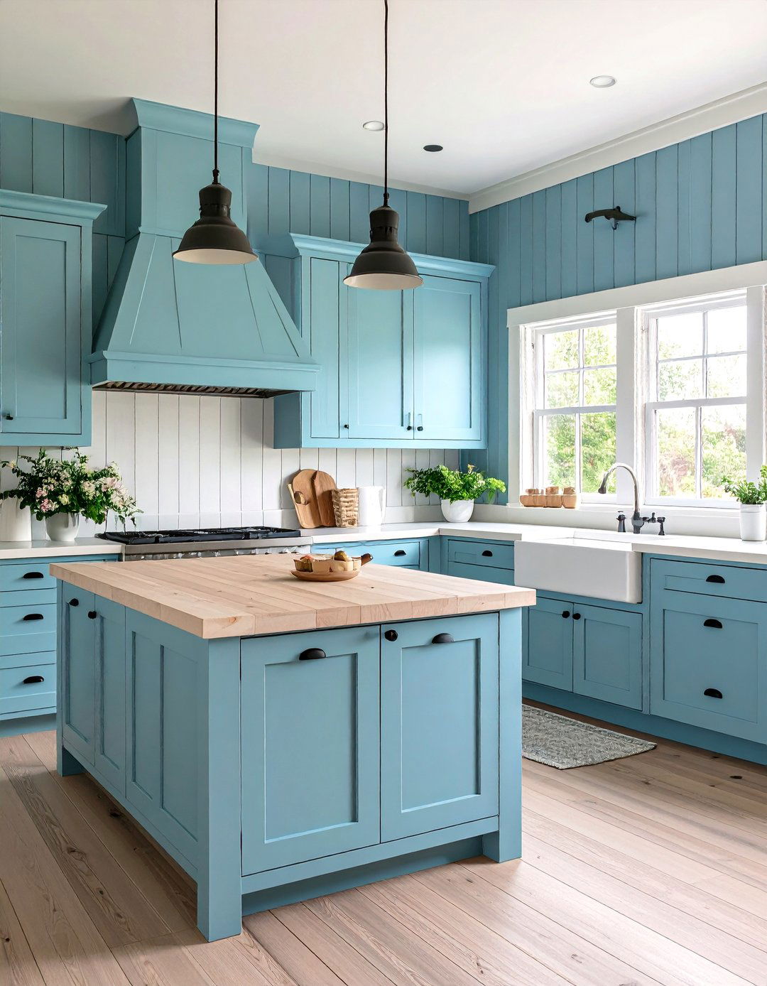 Periwinkle Blue Country Kitchen - 30 kitchen paint ideas