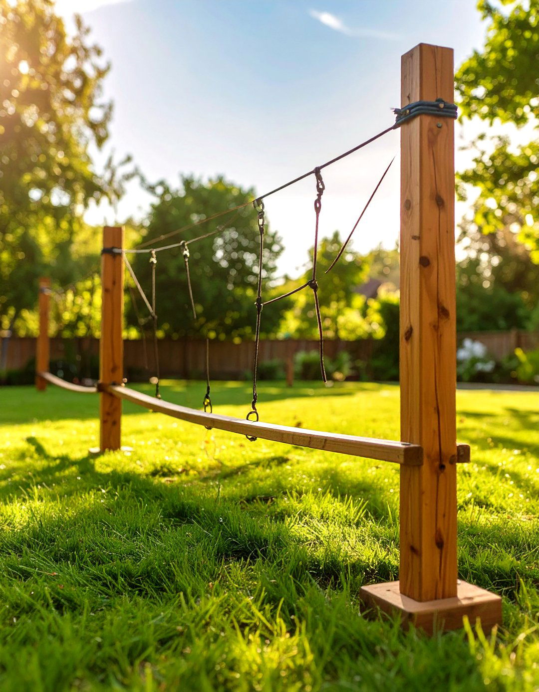 Permanent Slackline and Balance Station - 30 outdoor gym ideas