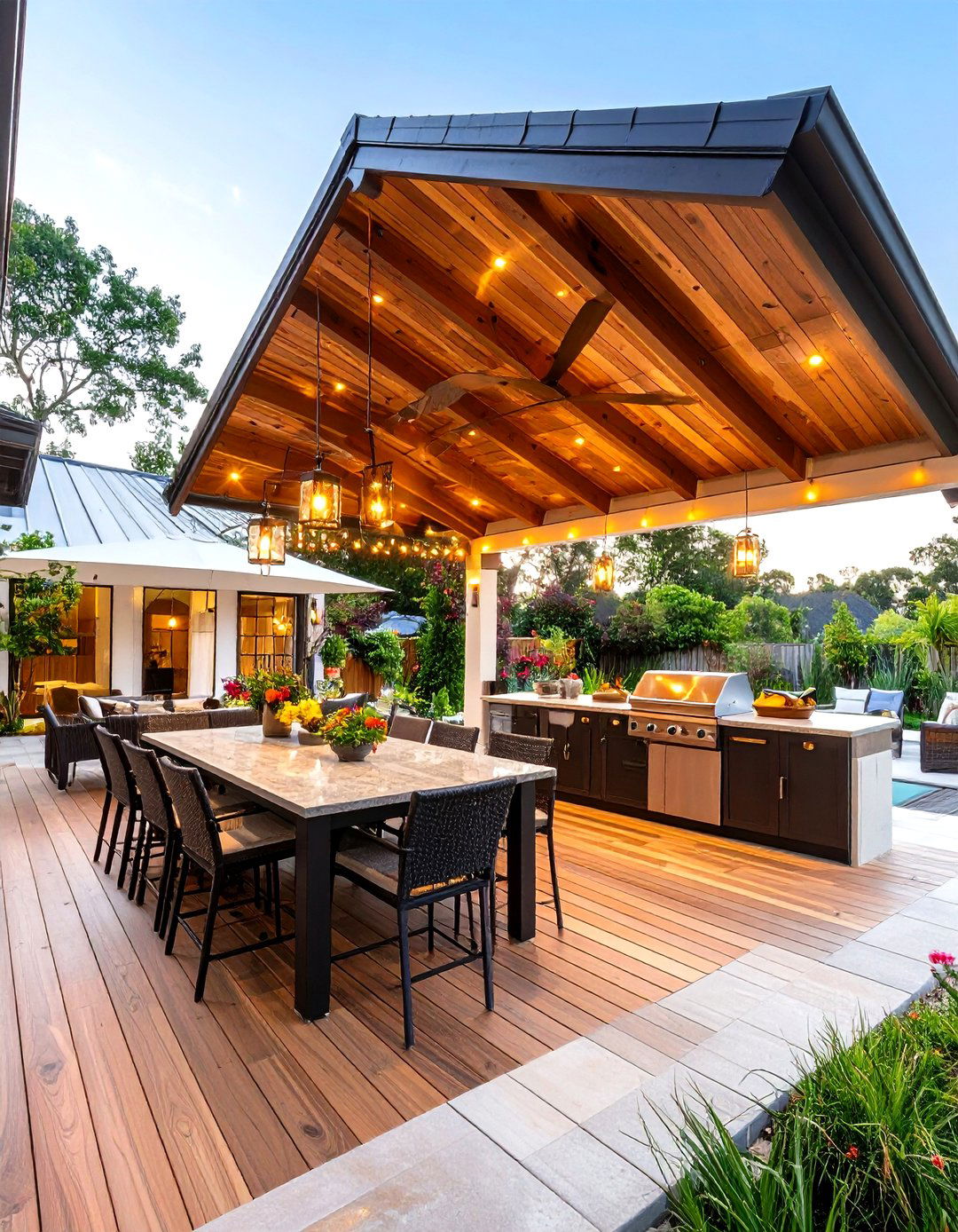 Permanent Solid Roof Extension - 30 patio sun shade ideas