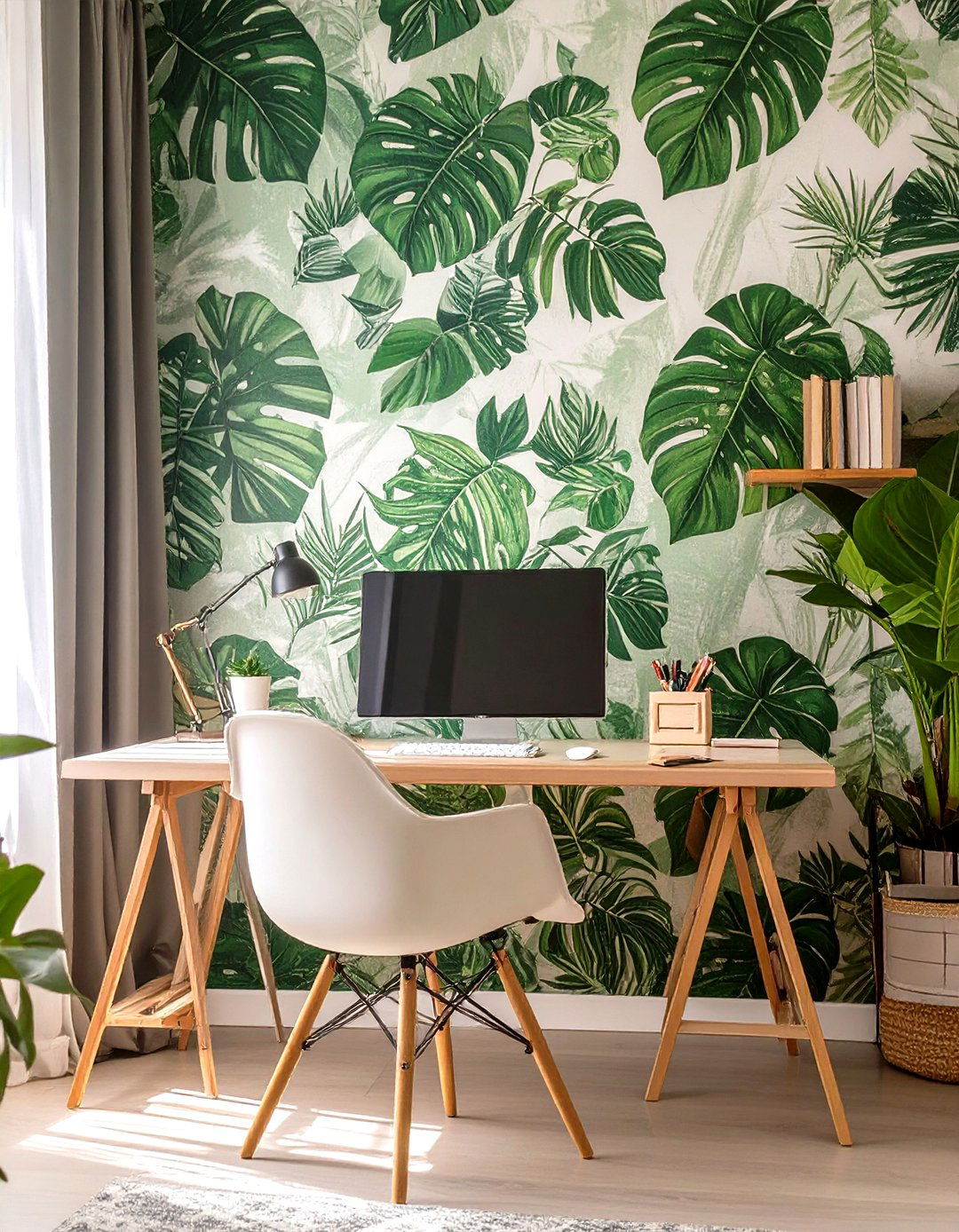 Personalize with Removable Wallpaper - 30 small office decor ideas