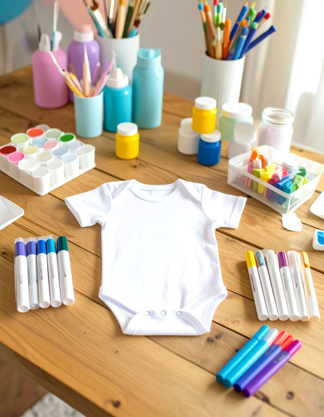 Personalized Onesie Decorating Station - 30 sprinkle baby shower ideas