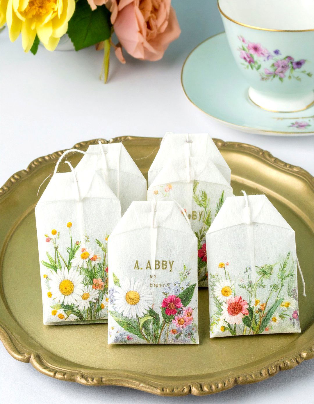 Personalized Tea Bag Favors - 30 baby shower favor ideas