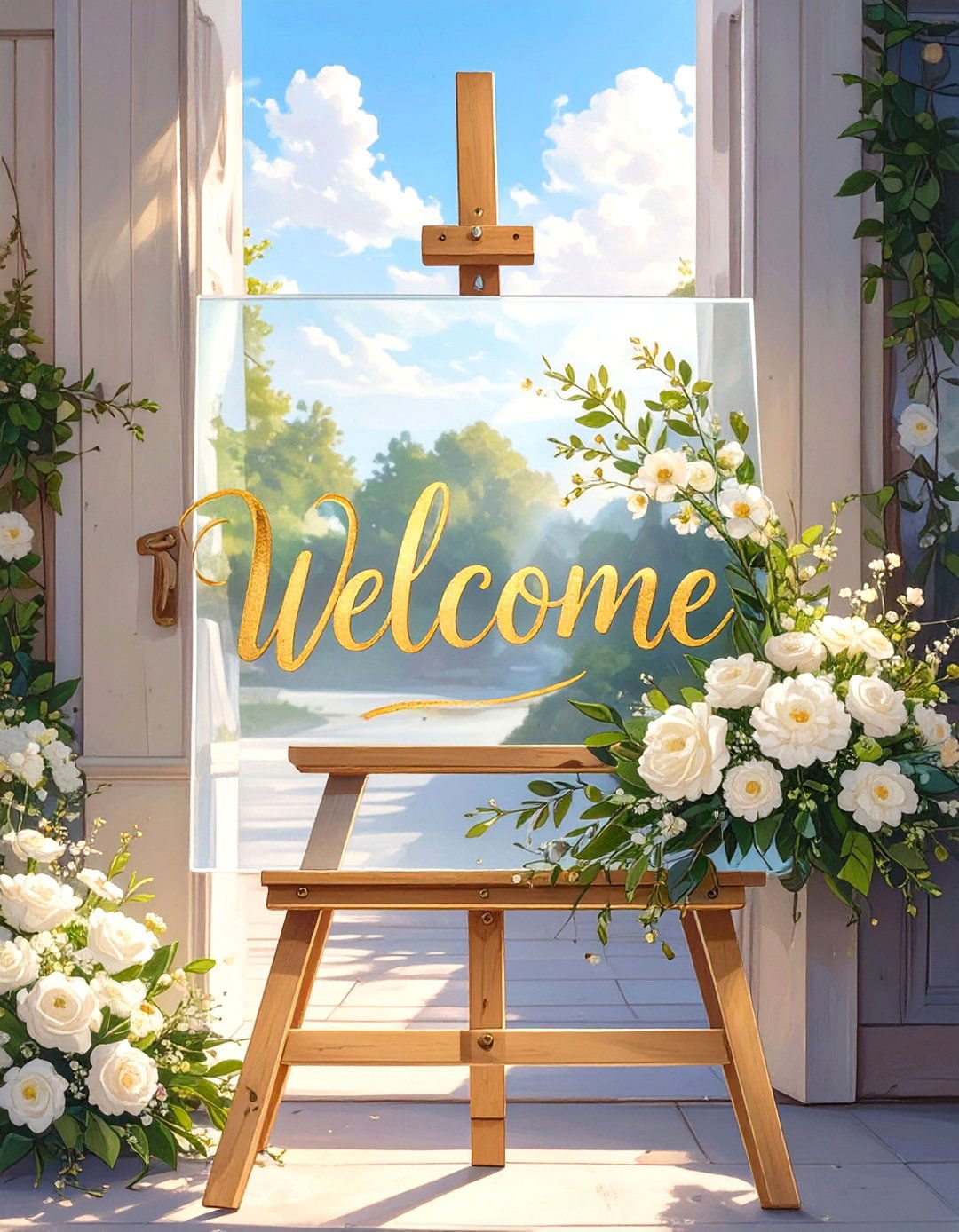 Personalized Welcome Sign on an Easel - 30 wedding shower decor ideas