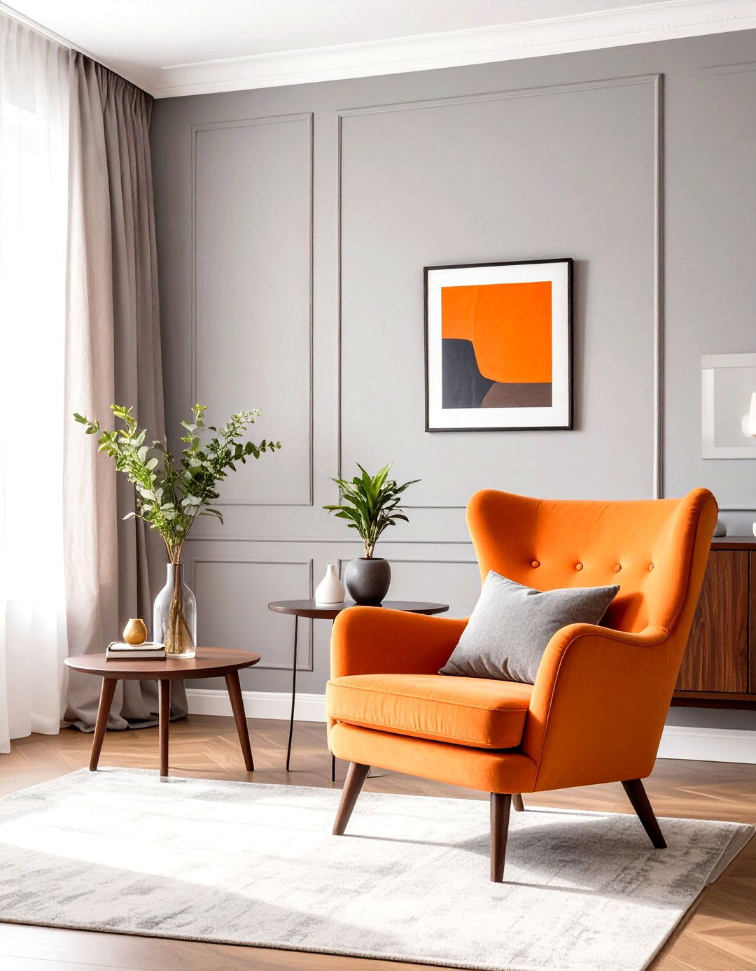 Pewter and Burnt Orange Living Room - 30 neutral living room color ideas