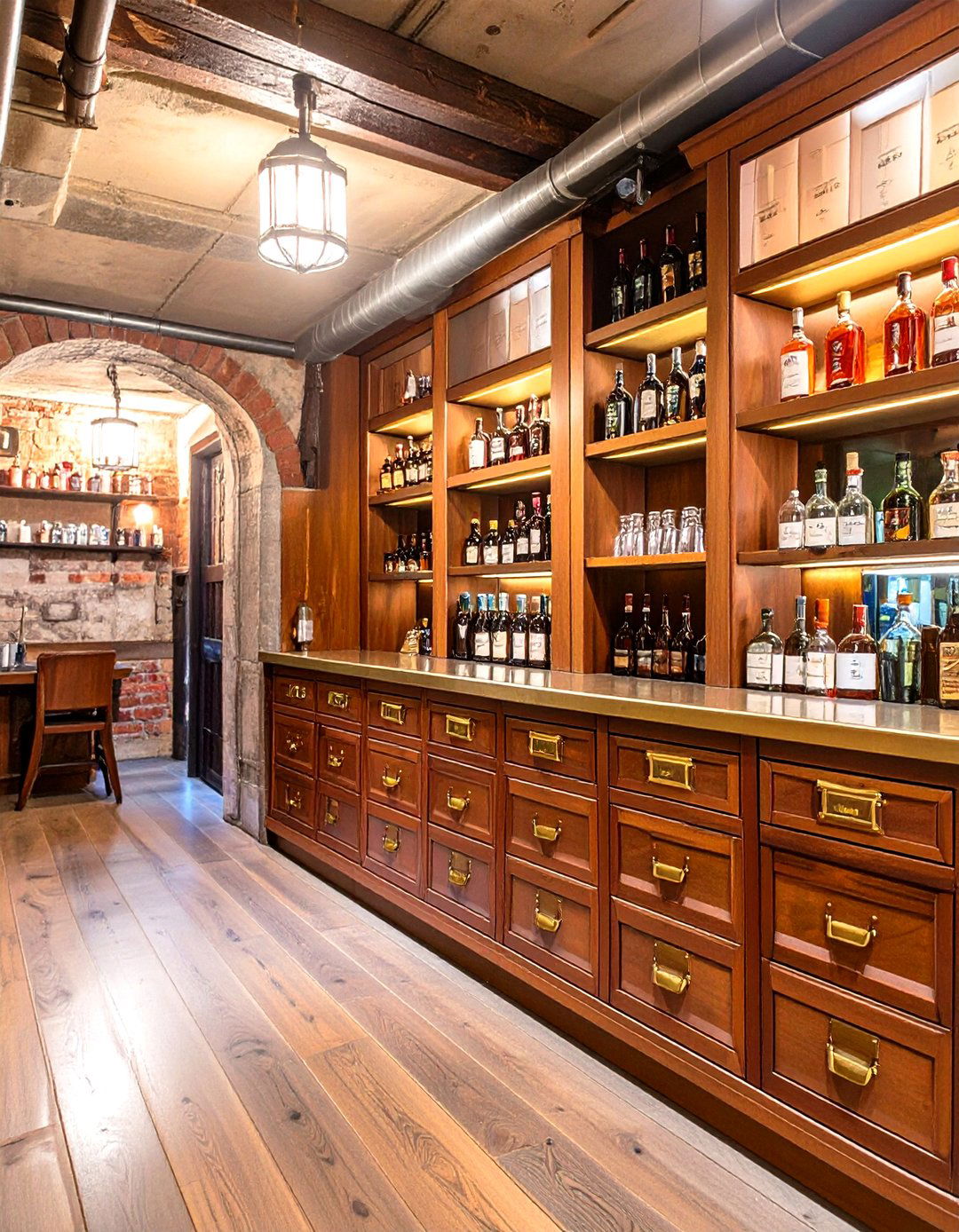 Pharmacy Style Bar Cabinetry - 30 speakeasy basement ideas
