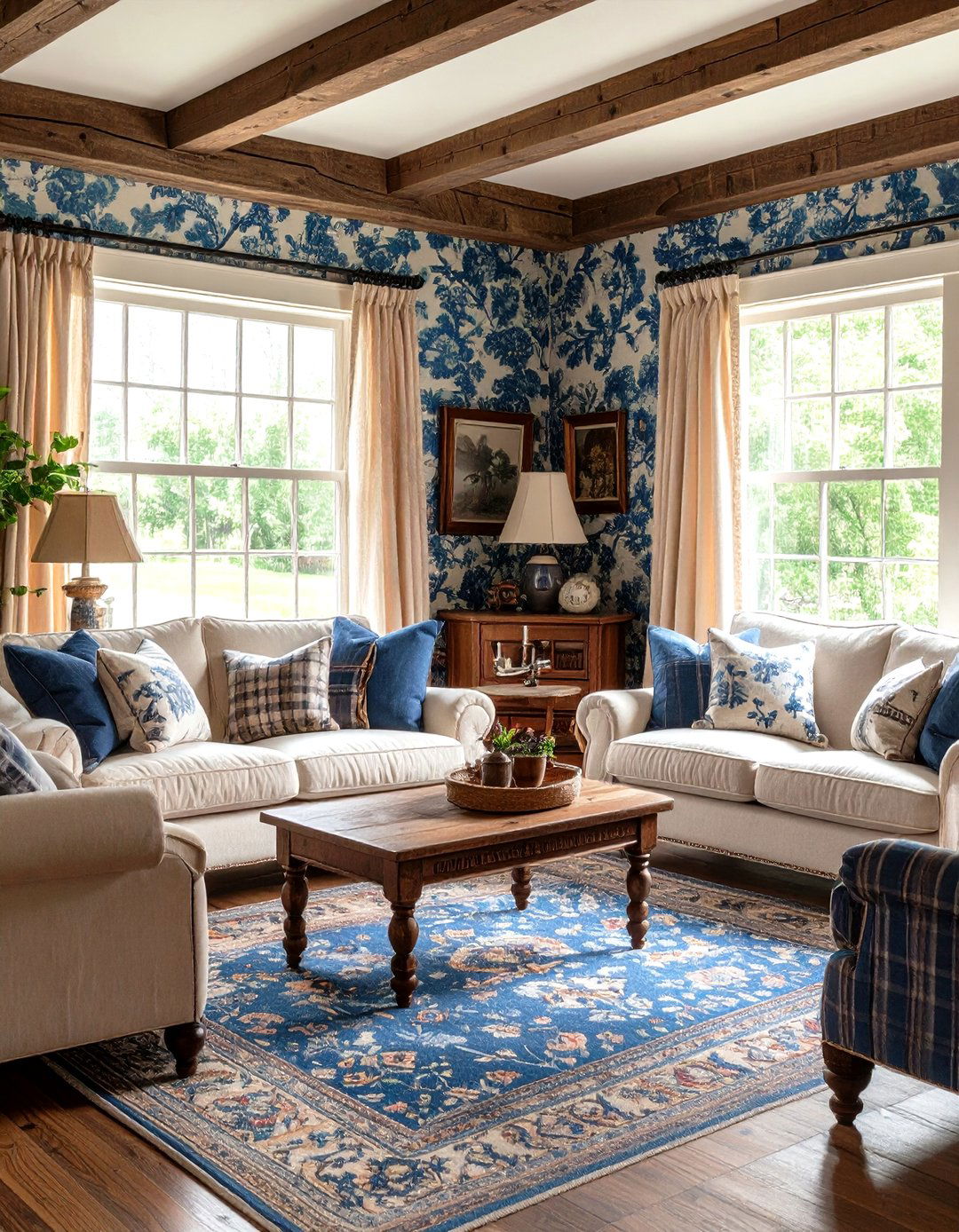 Pheasant Toile Living Room - 30 living room wallpaper ideas